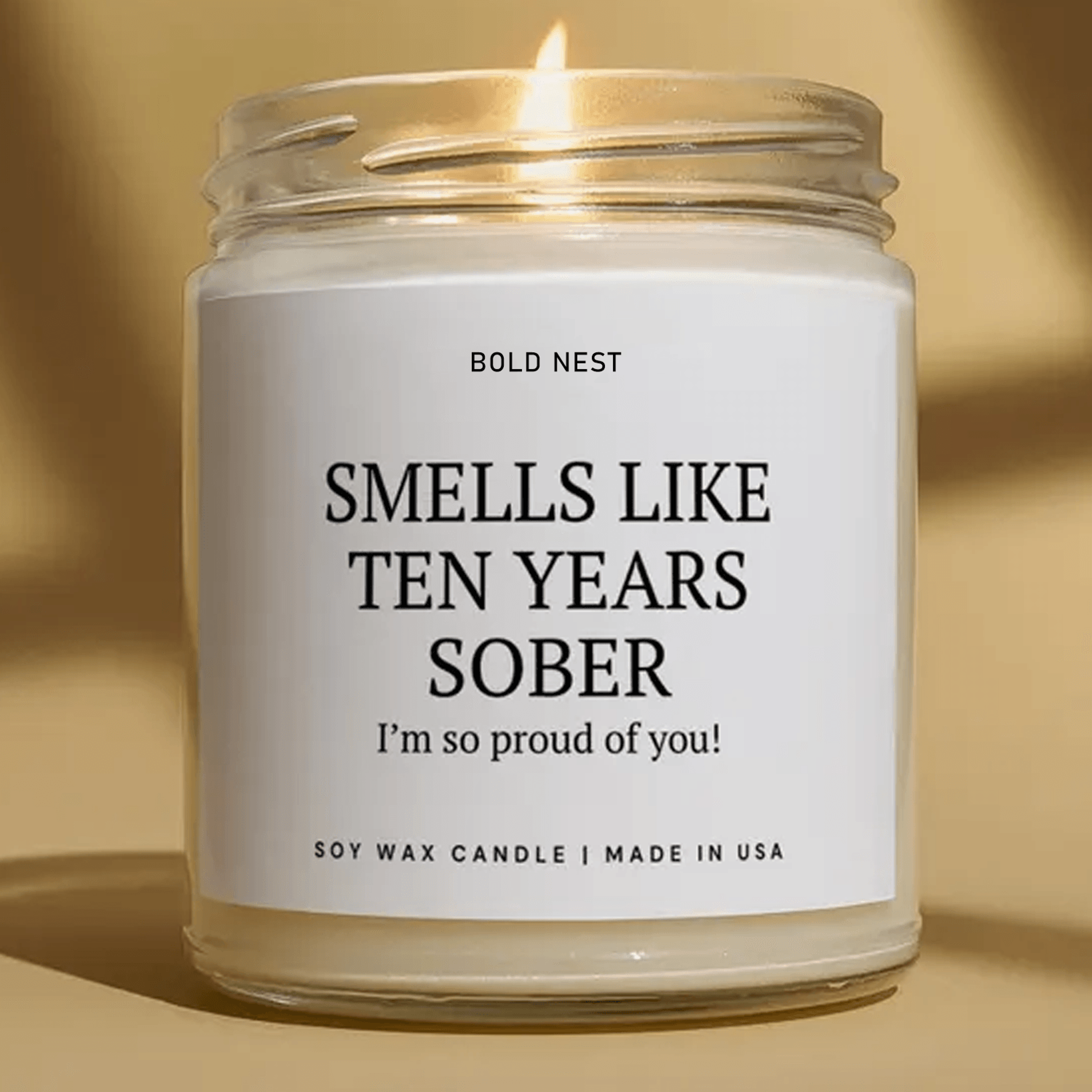 10 years sober candle, ten year sobriety gift, soberversary soy candle, recovery anniversary gift, aa milestone present