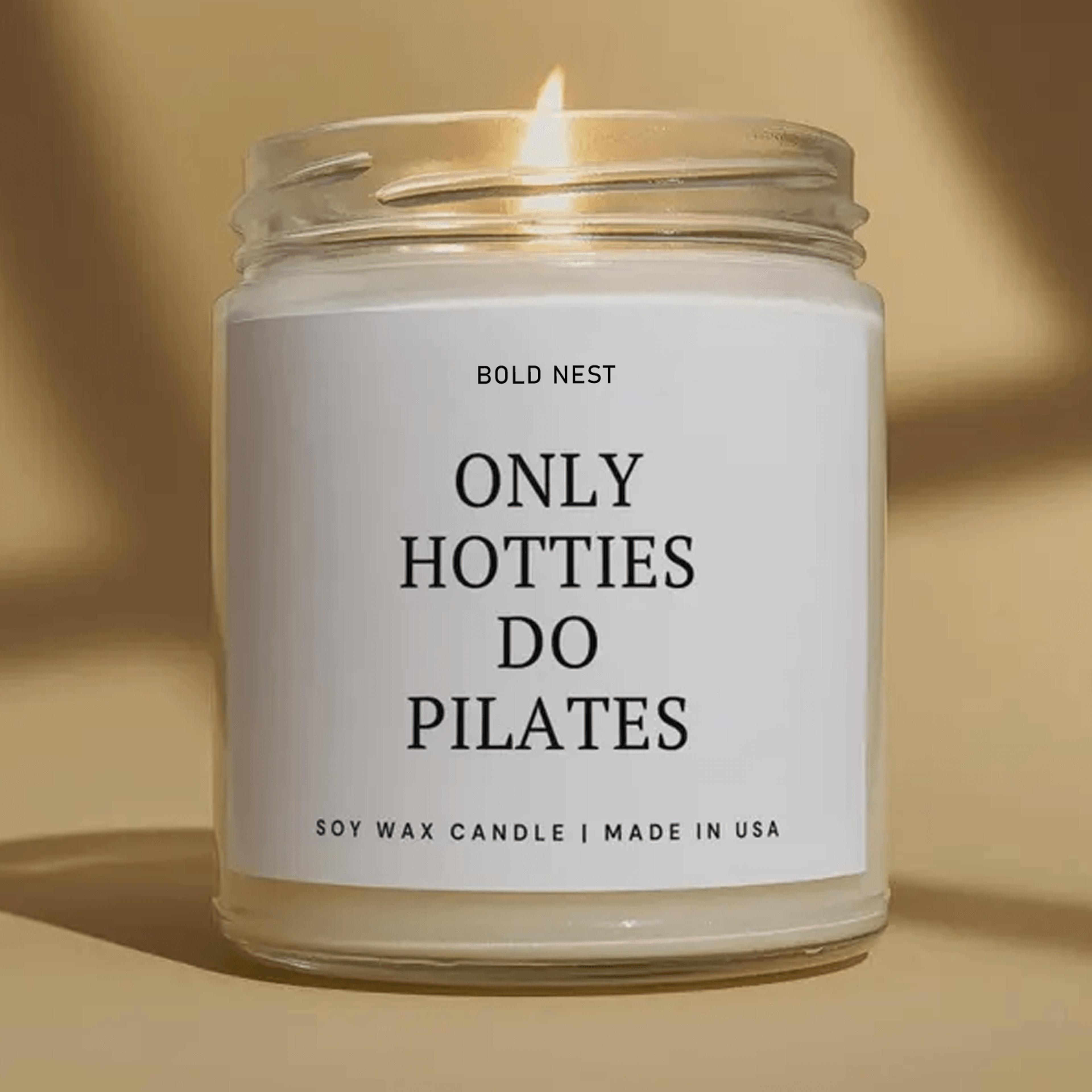 funny pilates candle, pilates instructor gift, pilates lover soy candle, fitness coach gift, workout motivation candle