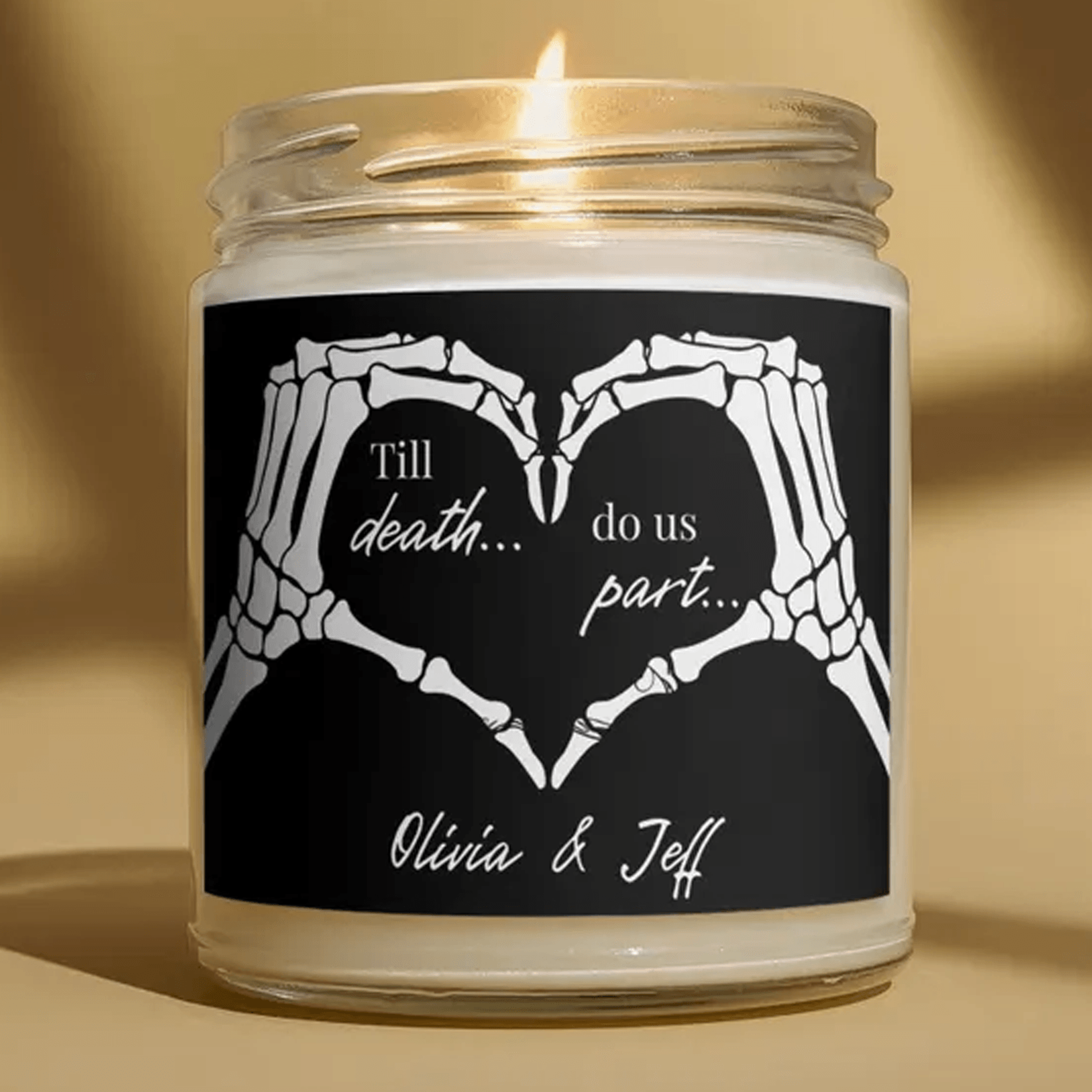 till death candle, halloween anniversary gift, gothic couple candle, halloween wedding gift, personalized anniversary ca