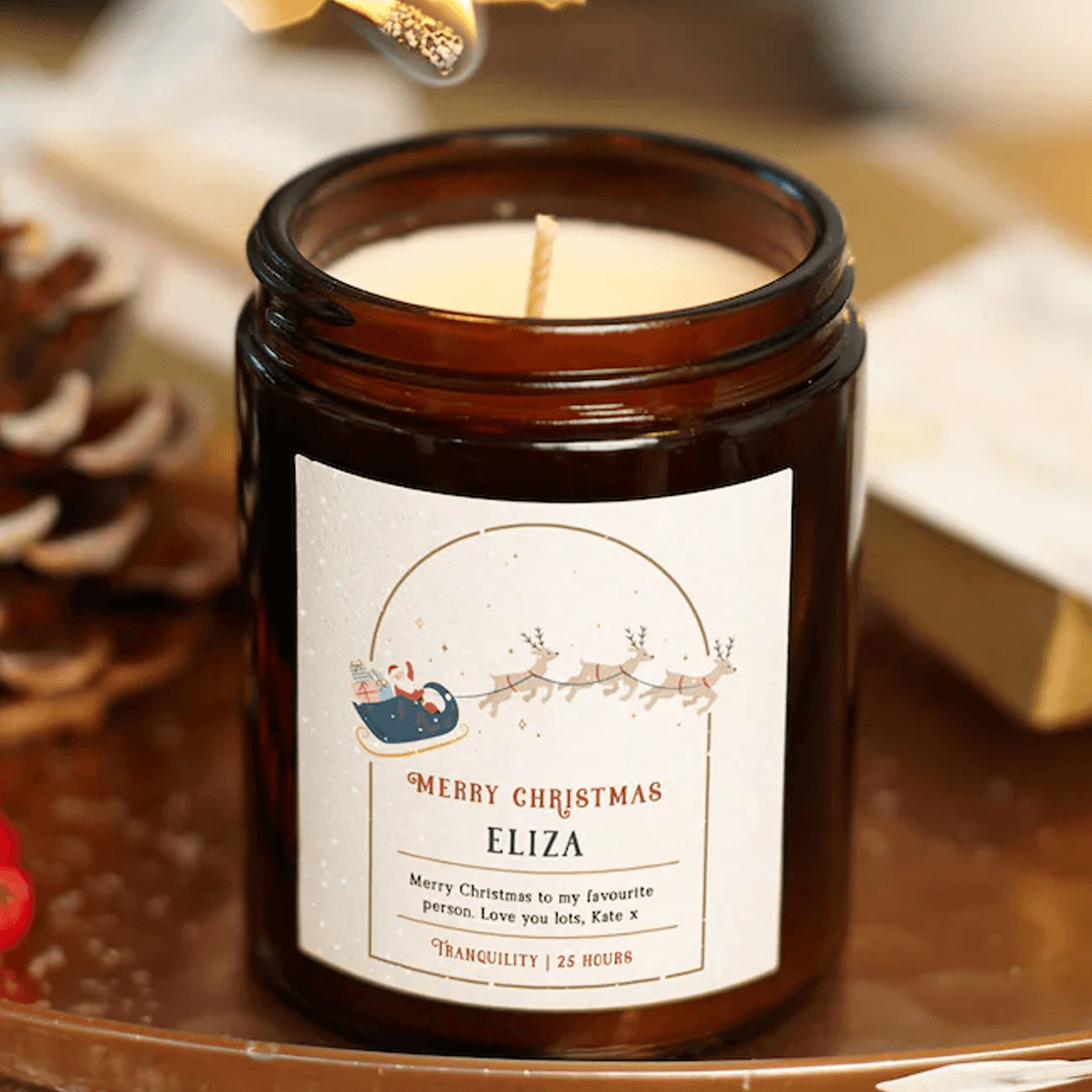 personalized secret santa candle for her, scented soy wax christmas candle, custom xmas gift, stocking filler for women