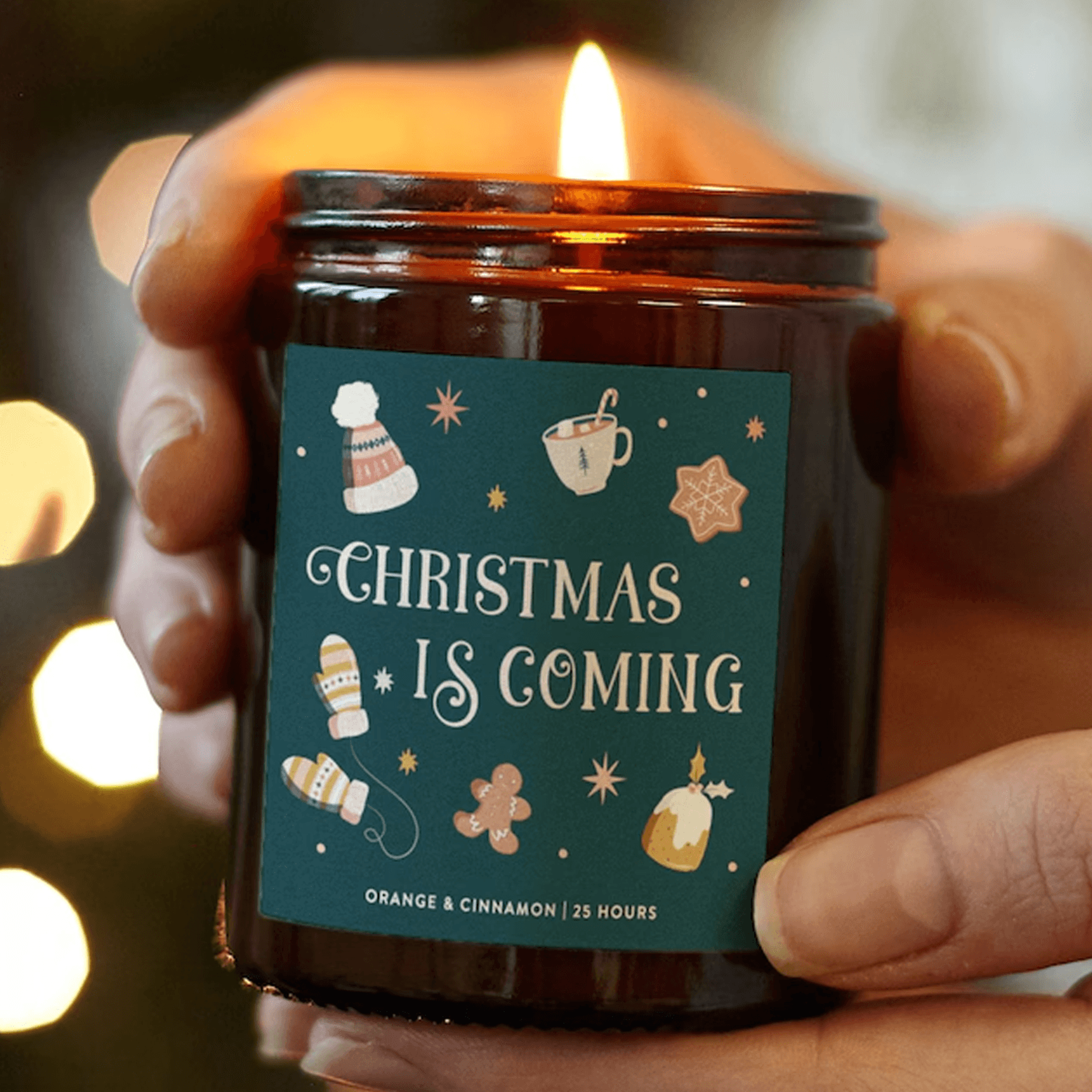 christmas is coming scented soy candle, festive spice holiday candle, apothecary jar christmas gift, secret santa gift
