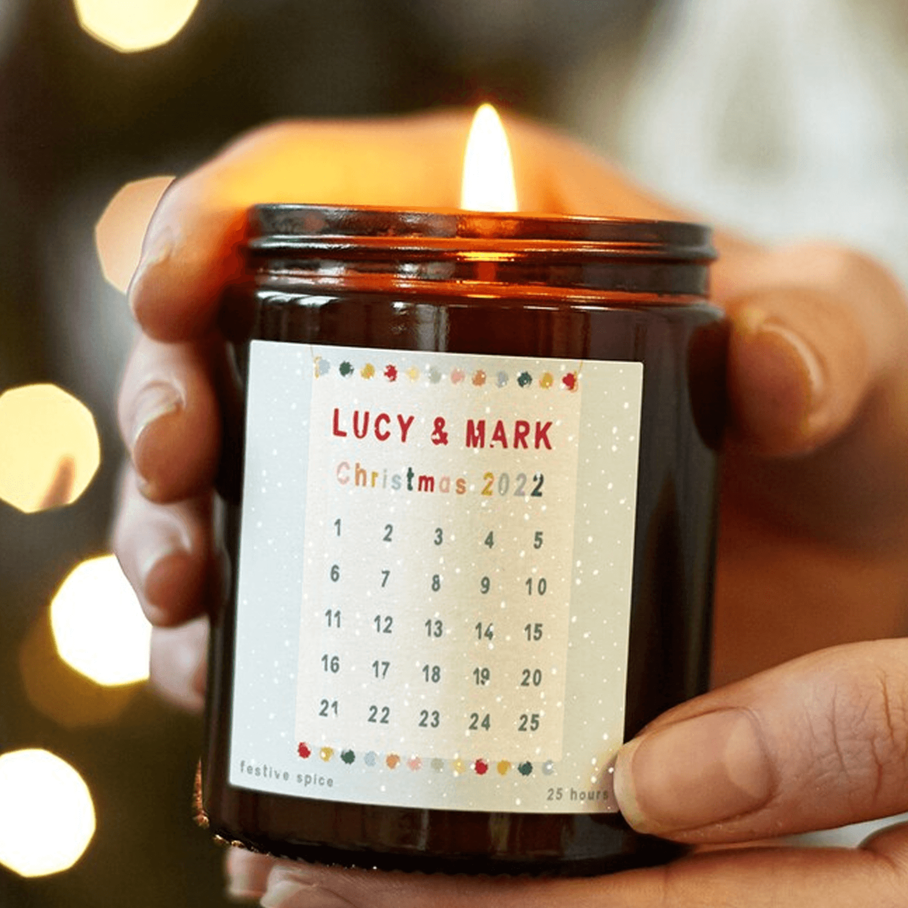personalized advent calendar christmas candle, scented soy wax countdown candle, custom name xmas gift, holiday keepsake