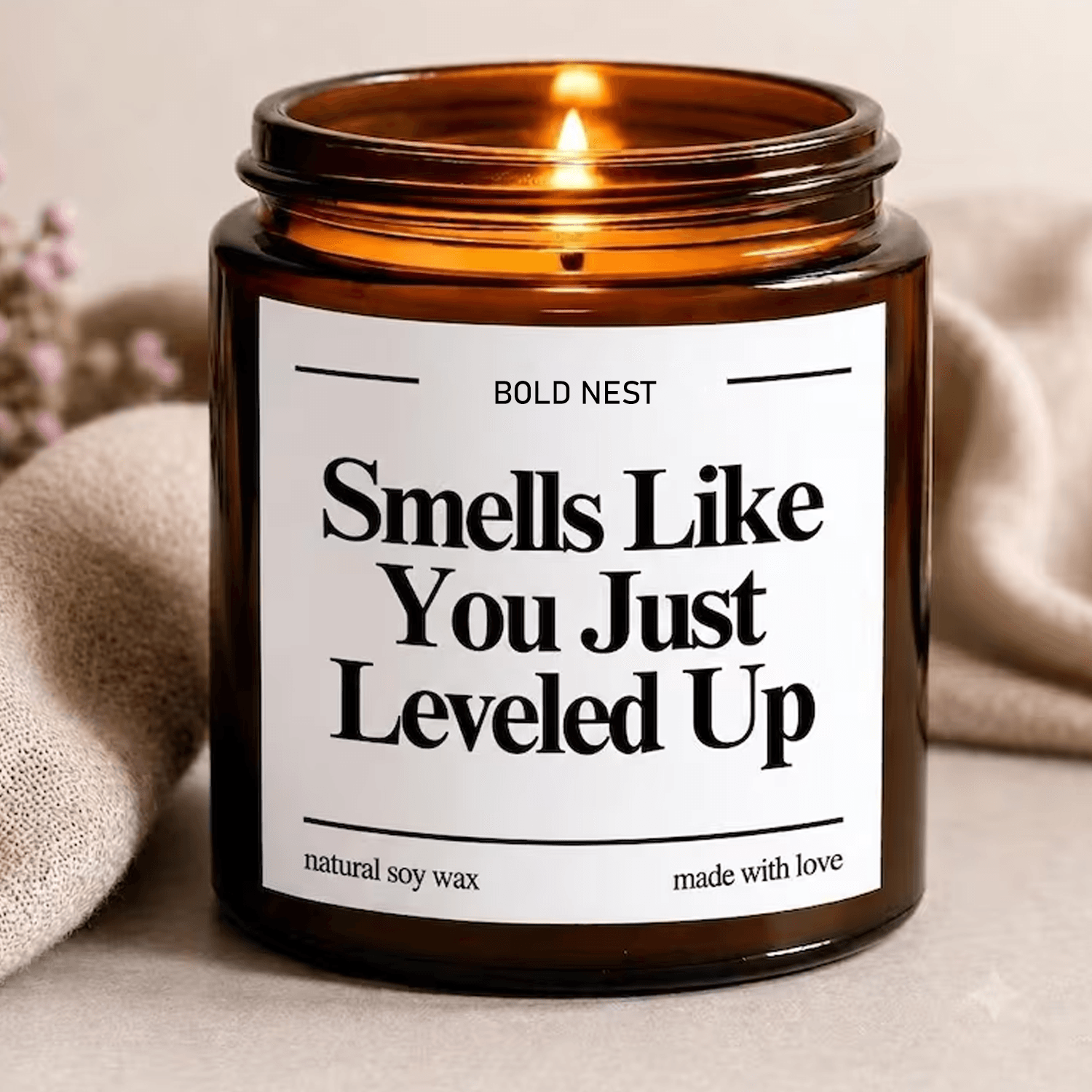promotion gift candle, you just leveled up candle, new job gift, coworker congratulations gift, career milestone gift