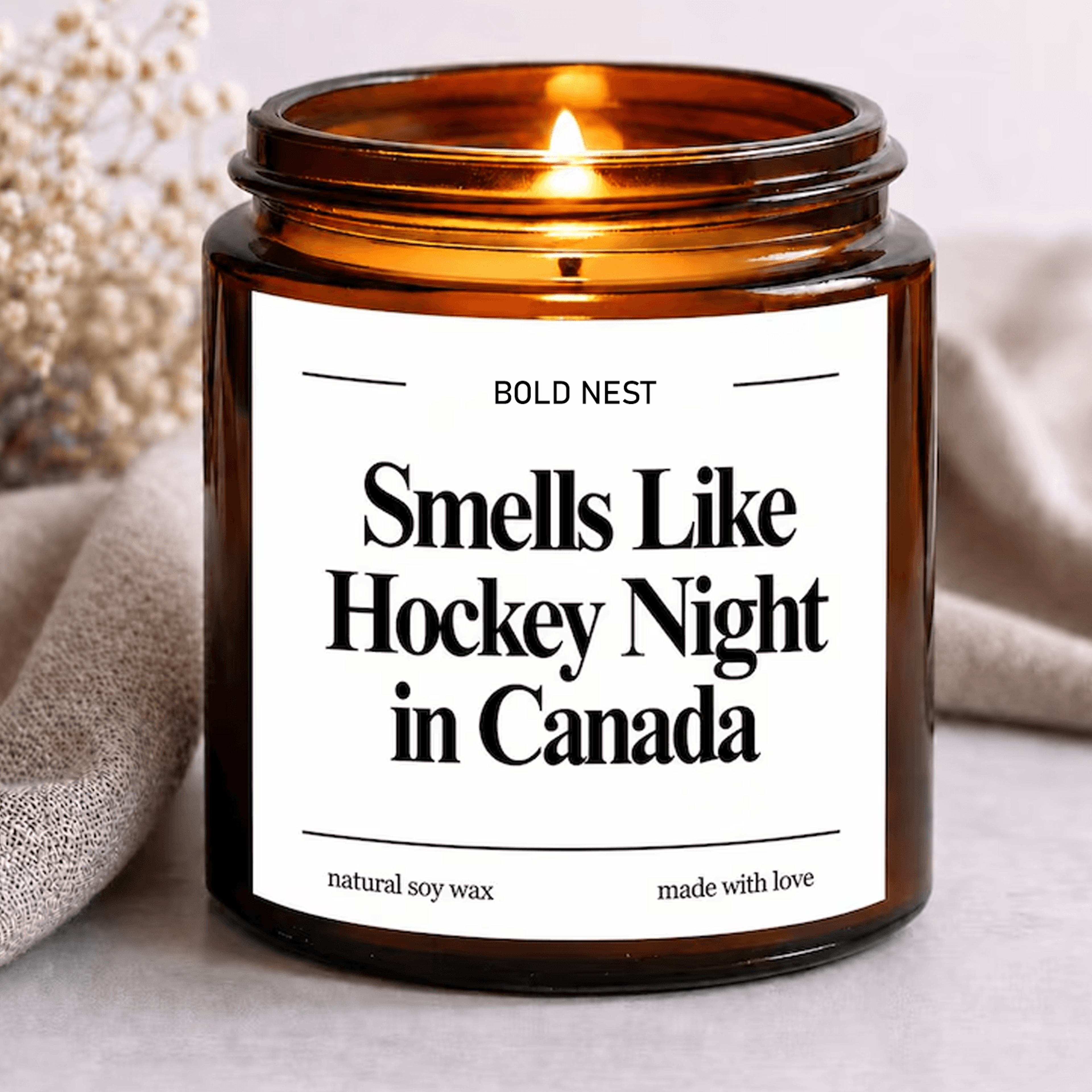 hockey night in canada candle, funny hockey gift, hockey lover gift, canadian sports fan candle, game night gift