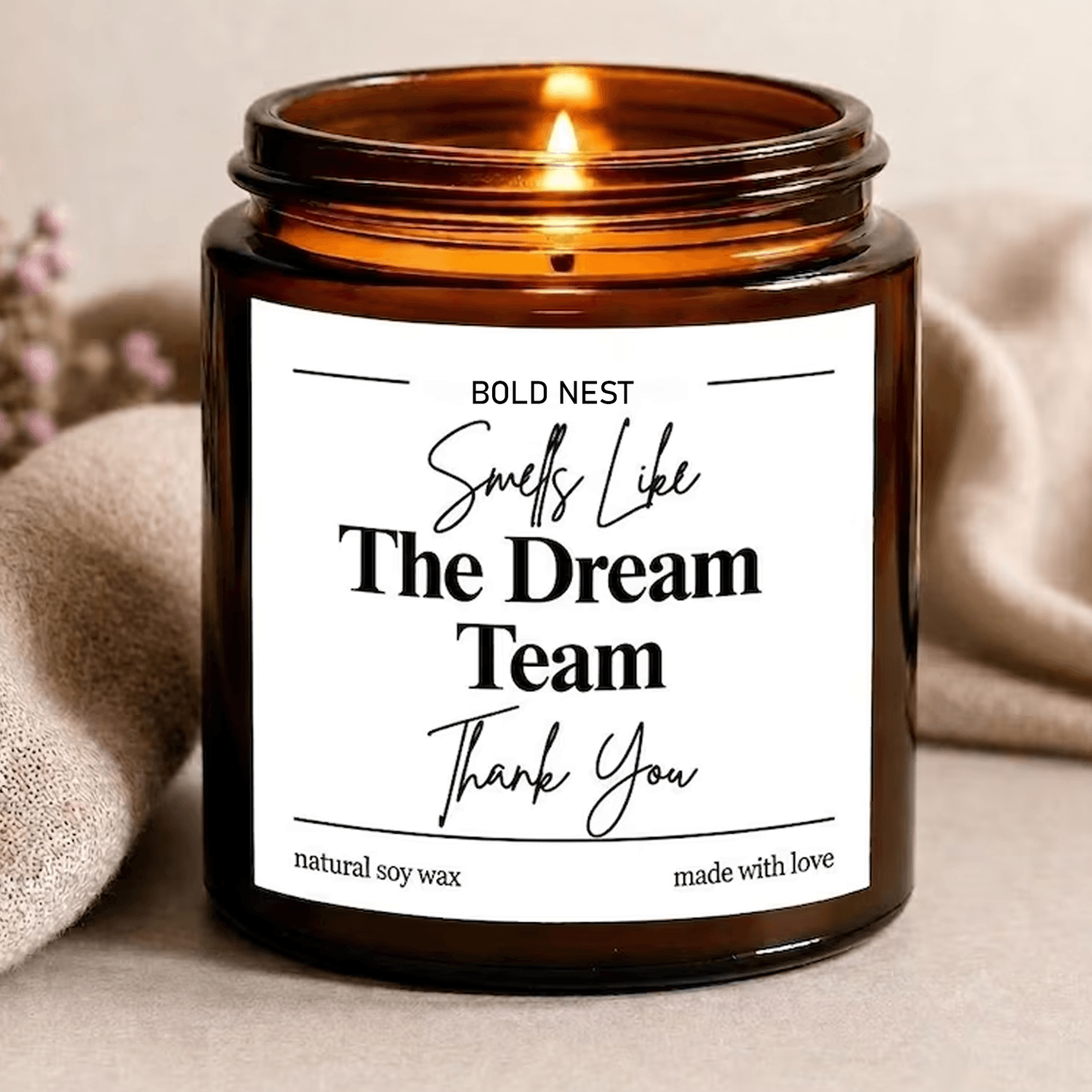 dream team thank you candle, employee appreciation gift, coworker gift, staff thank you gift, team recognition candle