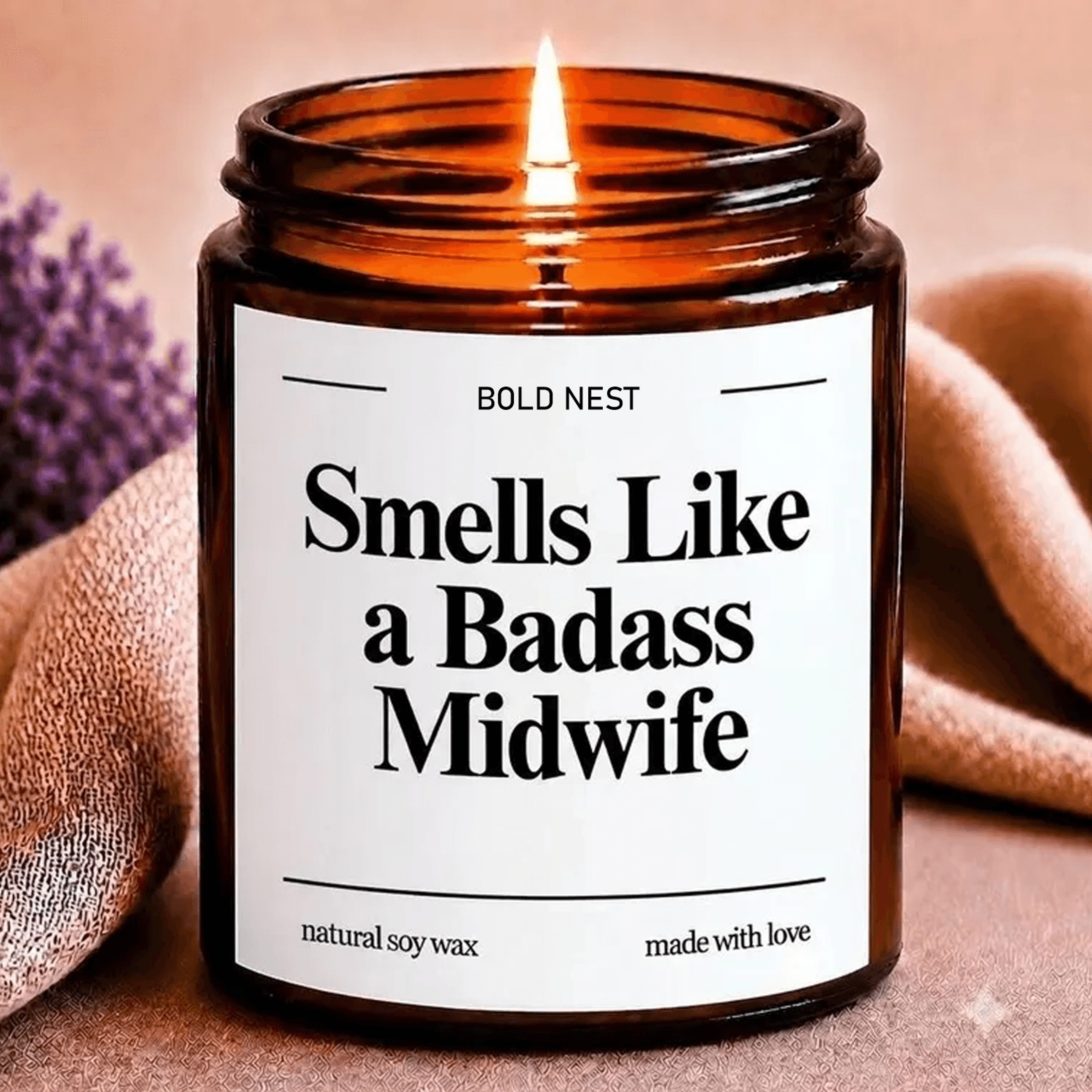 badass midwife candle, funny midwife gift, midwife appreciation gift, midwifery graduation, labor and delivery gift