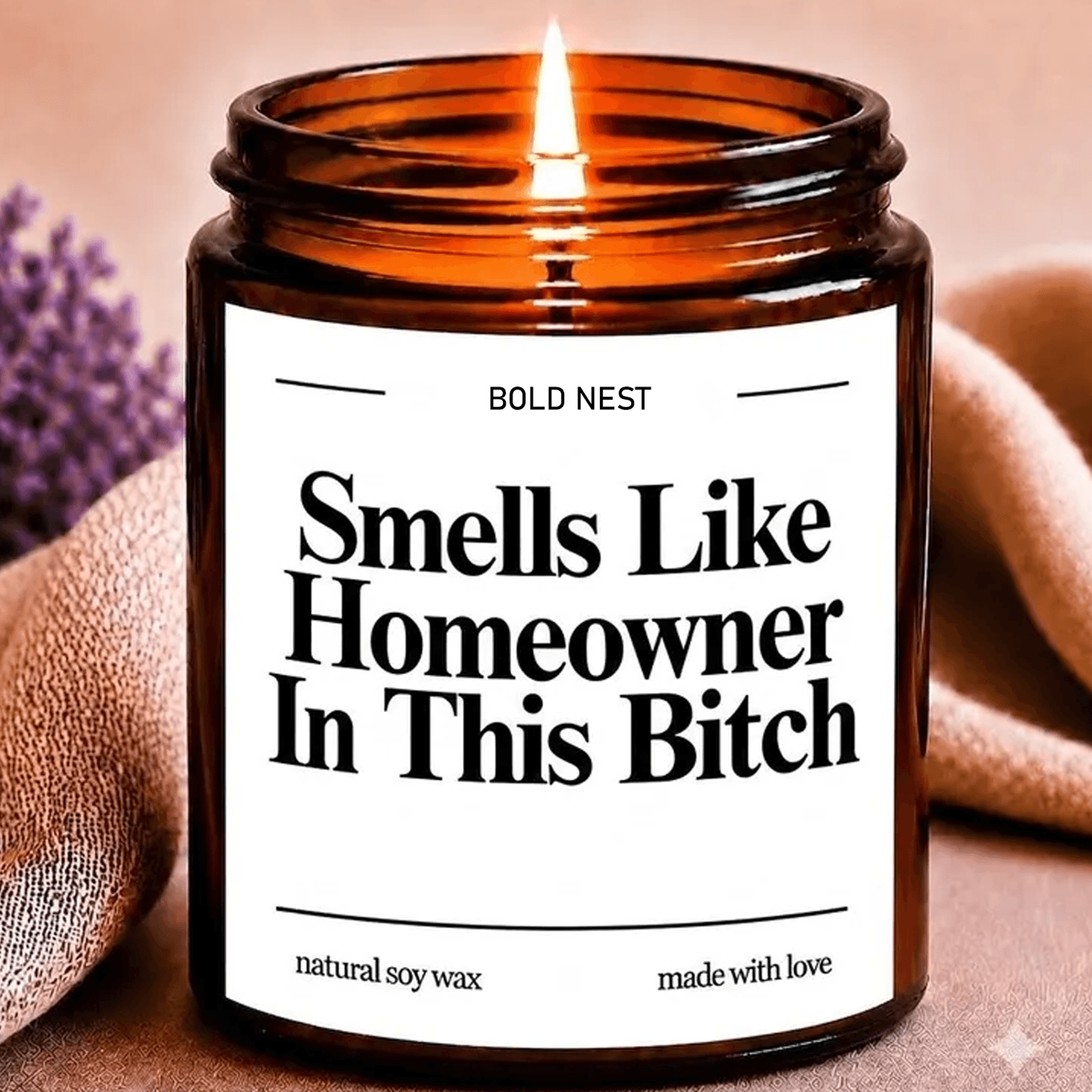 funny new home candle, homeowner housewarming gift, first home gift, realtor closing gift, new house celebration