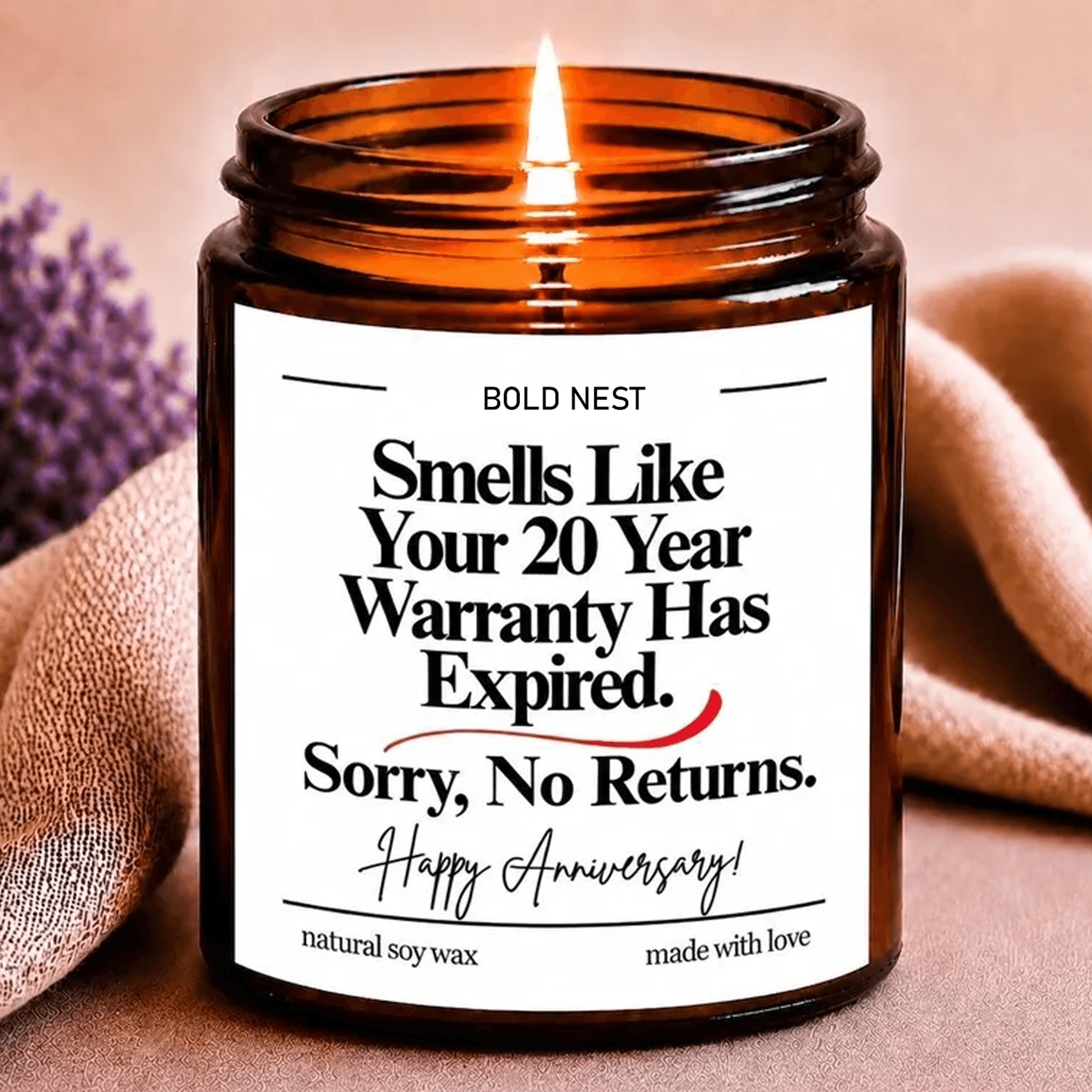 20th anniversary candle, 20 year wedding anniversary gift, funny gift for wife husband, china anniversary keepsake