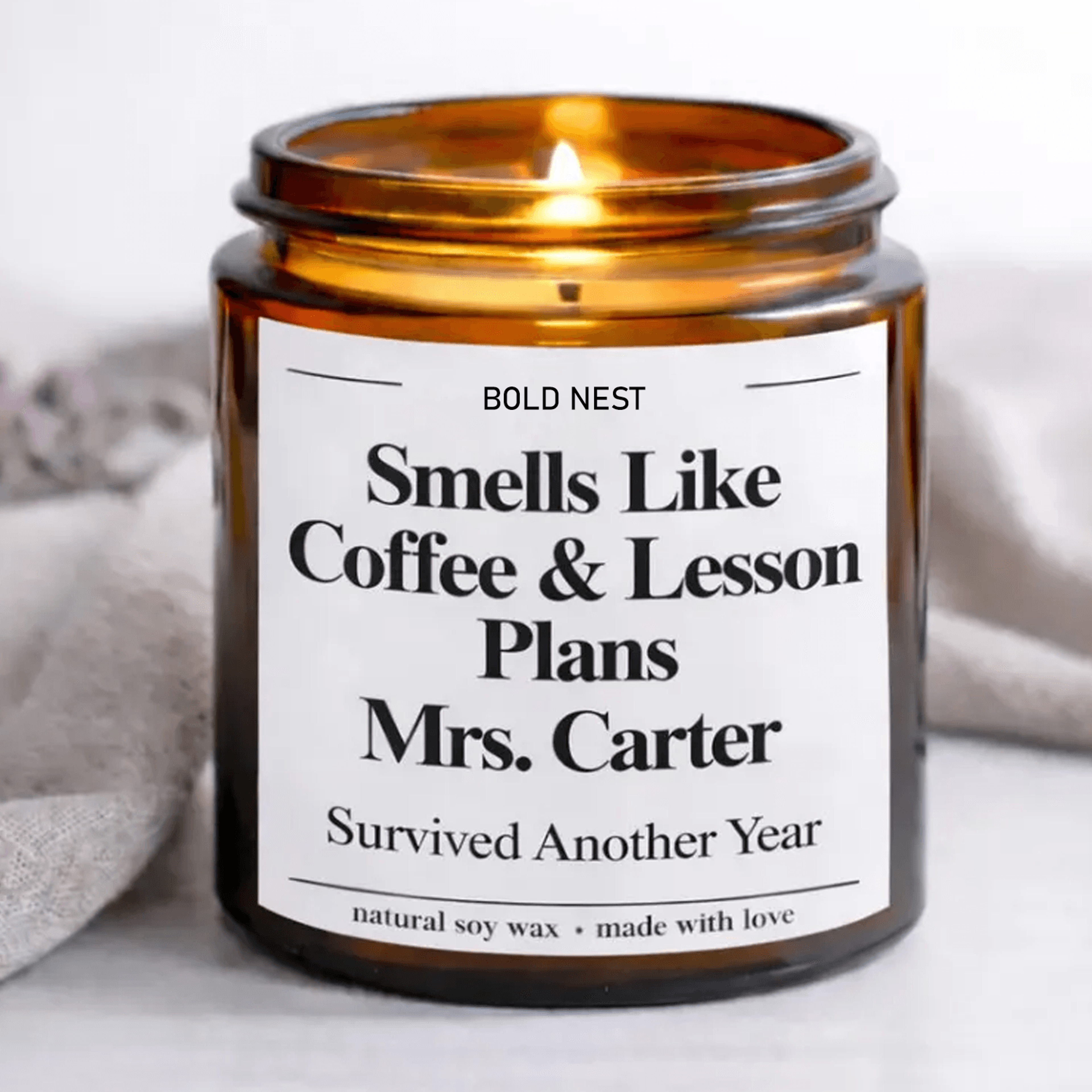 personalized teacher candle, coffee and lesson plans gift, end of year teacher gift, teacher appreciation thank you gift