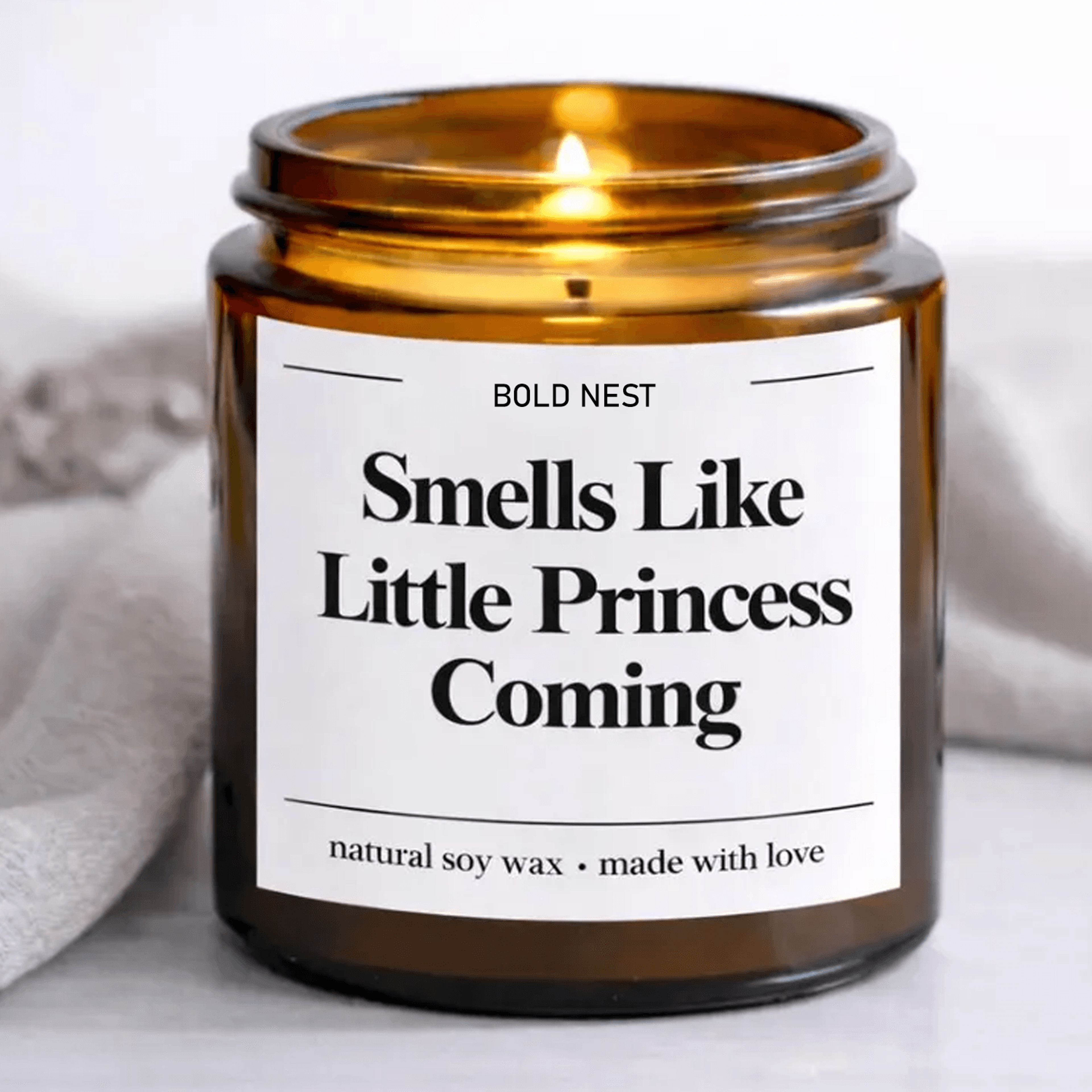 little princess coming candle, baby girl announcement gift, baby shower gift, pregnancy reveal candle, new mom gift