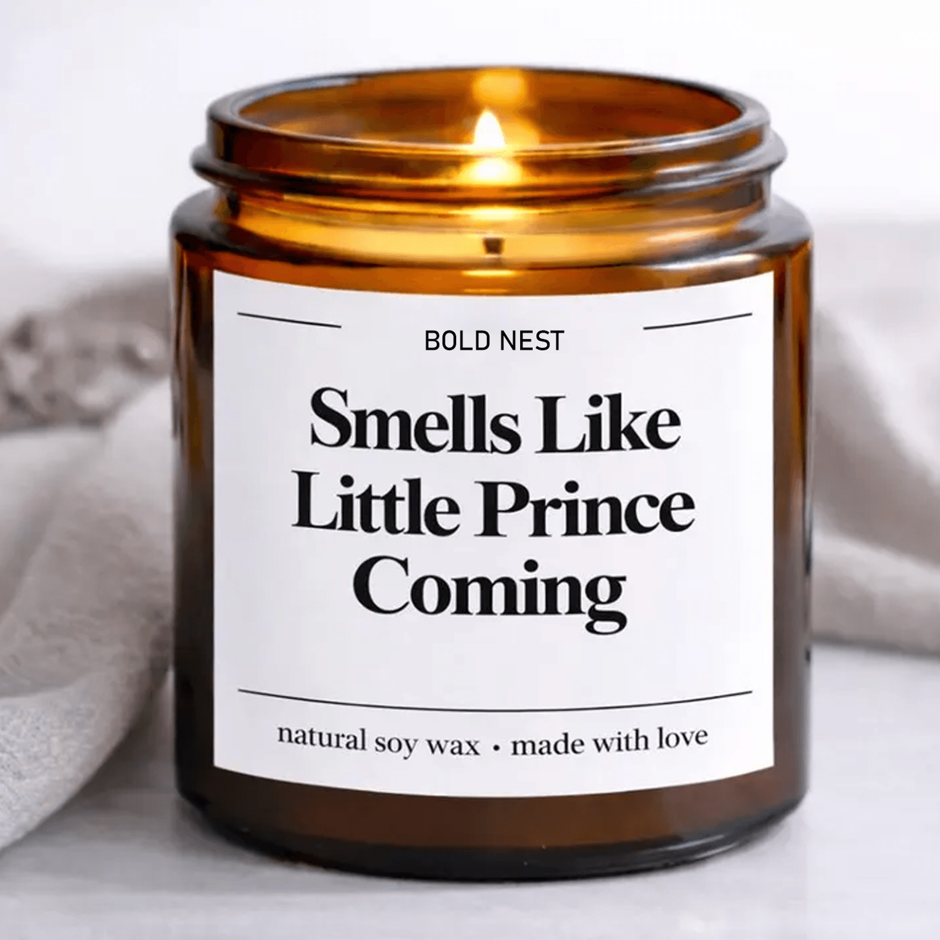 little prince coming candle, baby boy announcement gift, pregnancy reveal candle, baby shower gift, new mom gift