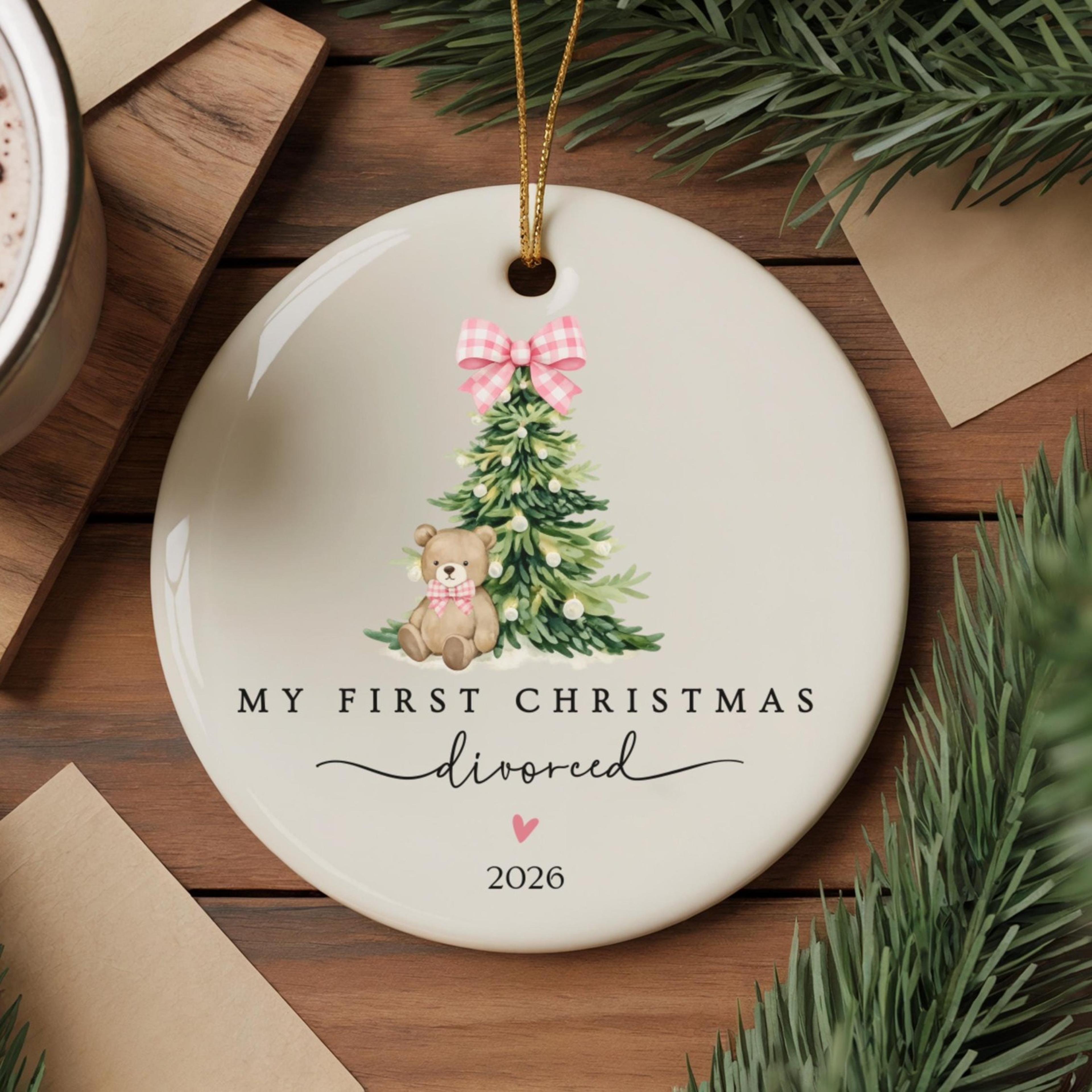 my first christmas divorced ornament, personalized divorce christmas gift, funny newly single keepsake, custom name
