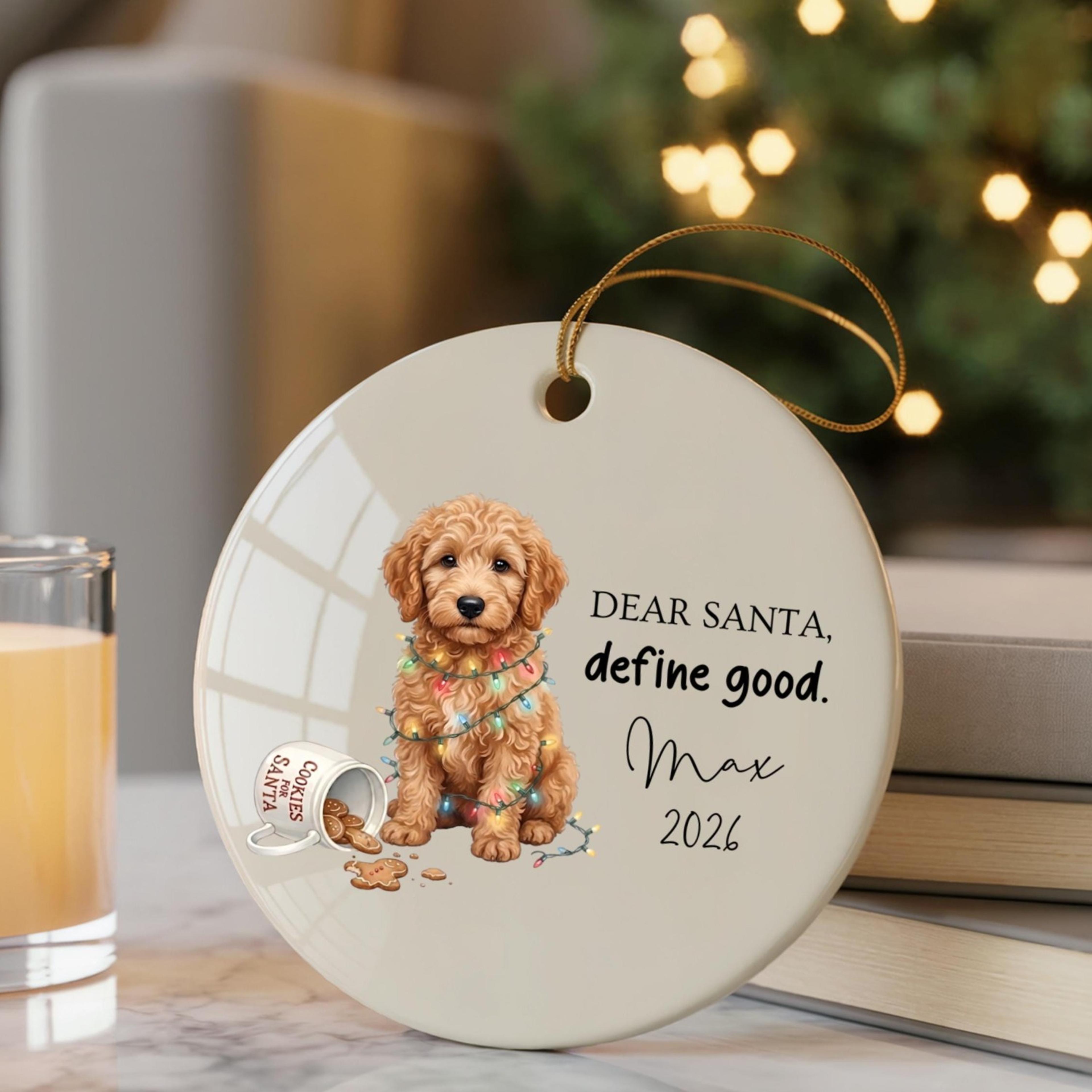 custom goldendoodle christmas ornament, personalized goldendoodle dog ornament, funny doodle gift, first christmas puppy