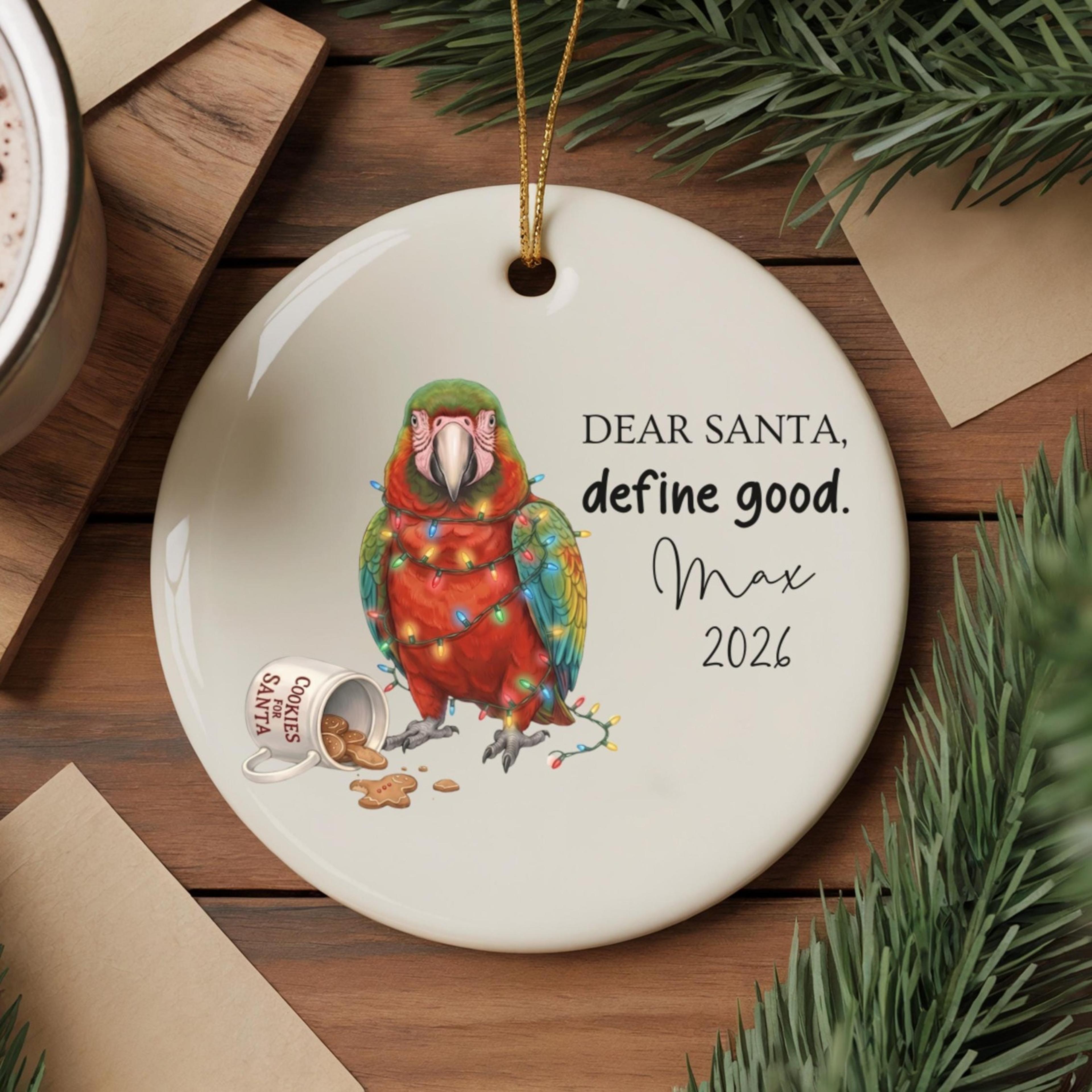 custom hybrid macaw christmas ornament, personalized macaw parrot ornament, funny bird lover gift, pet christmas