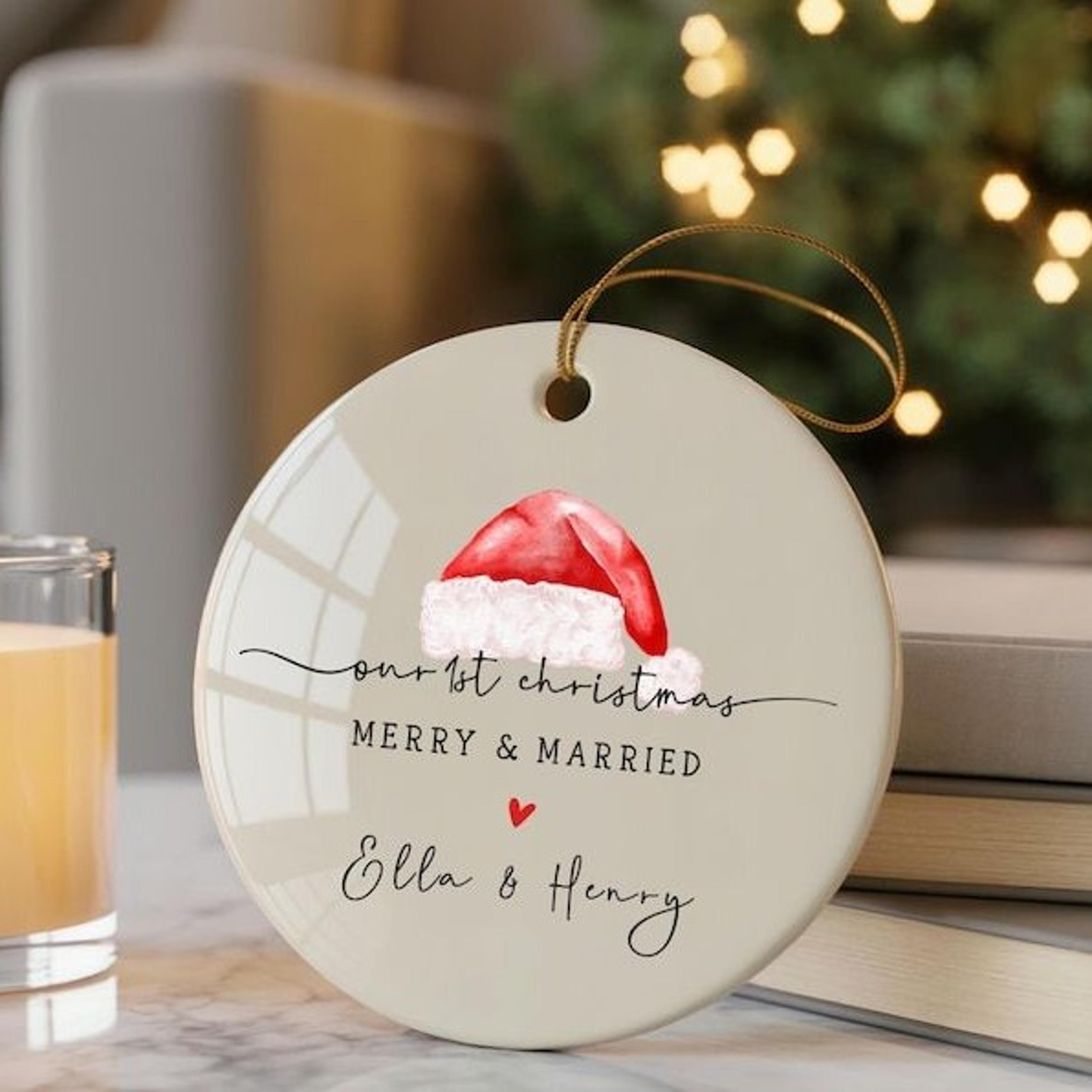 first christmas married ornament, personalized newlywed christmas ornament, custom couple ornament, first christmas