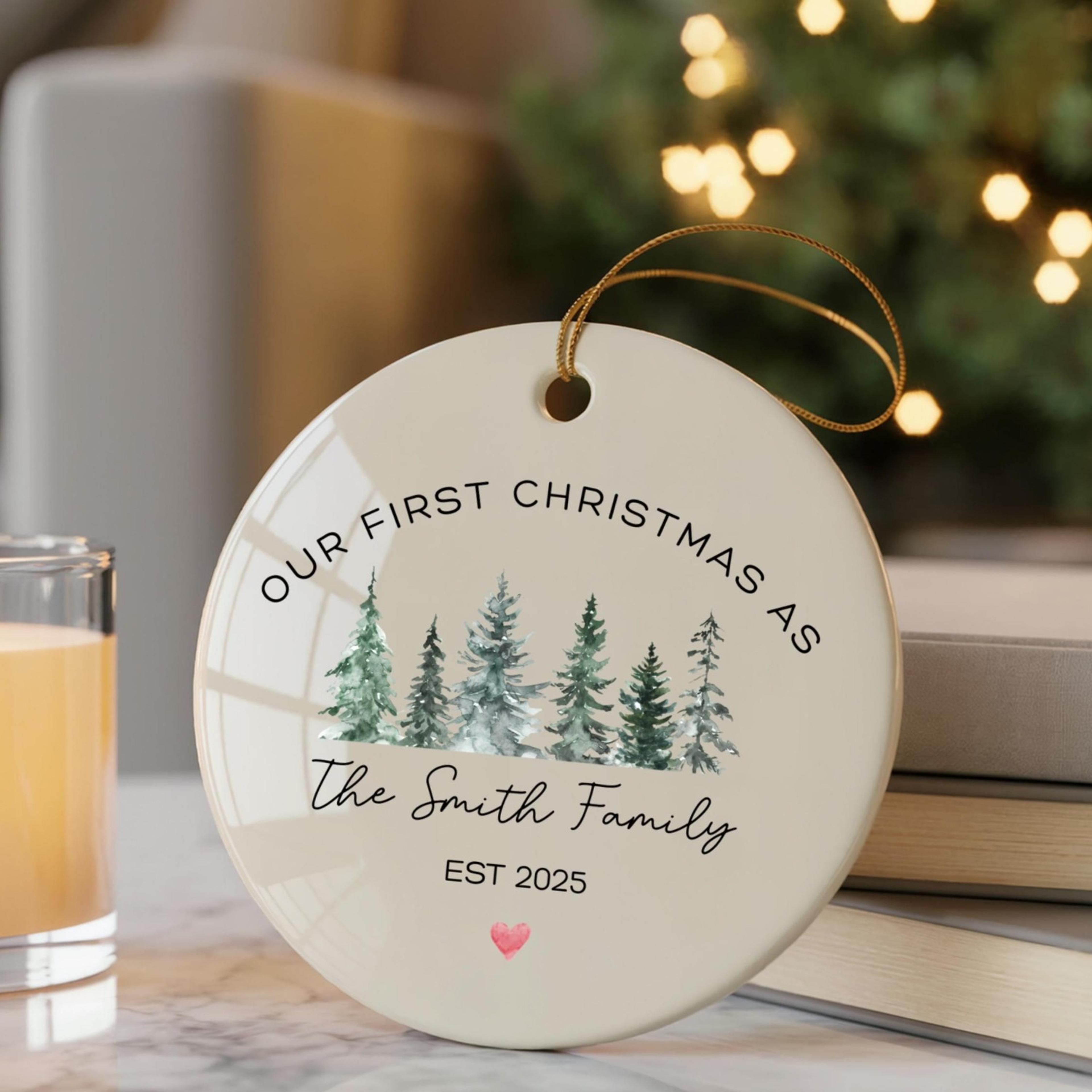 first christmas family ornament, personalized family christmas ornament, custom last name keepsake, new family christmas
