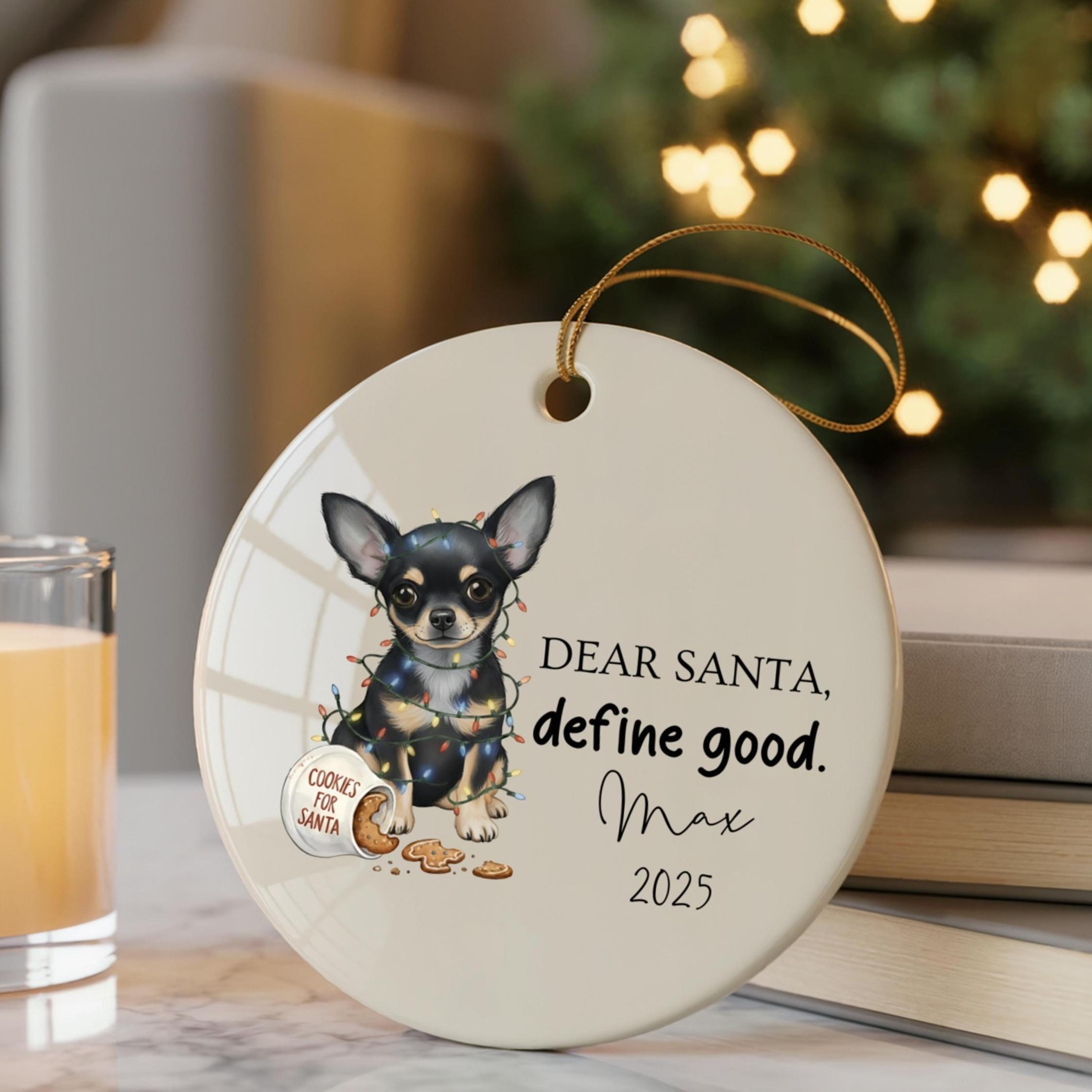 custom dear santa black and tan dog christmas ornament, personalized dog ornament, funny dog christmas gift, pet lover