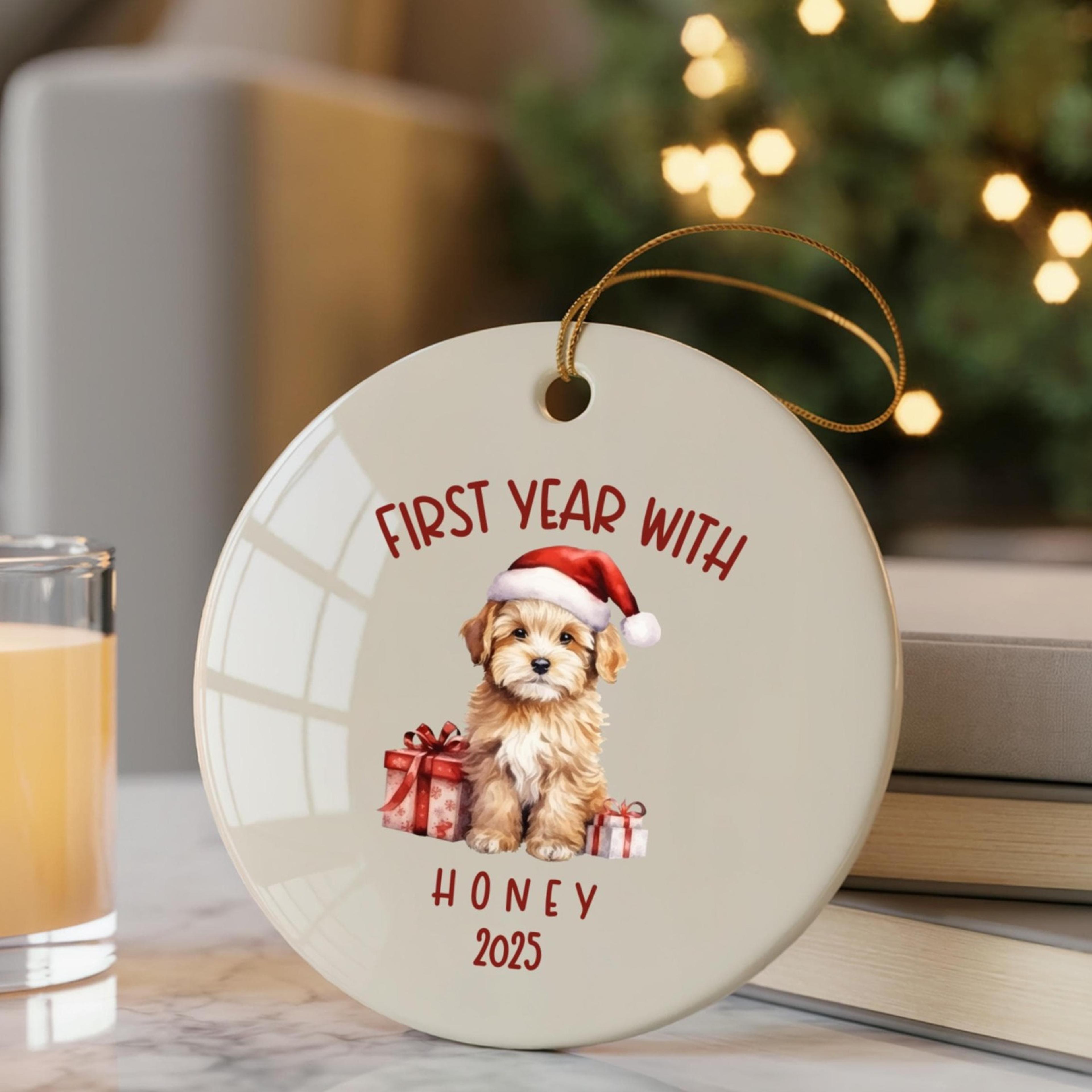 custom goldendoodle christmas ornament, personalized goldendoodle ornament, first year dog gift, doodle mom christmas