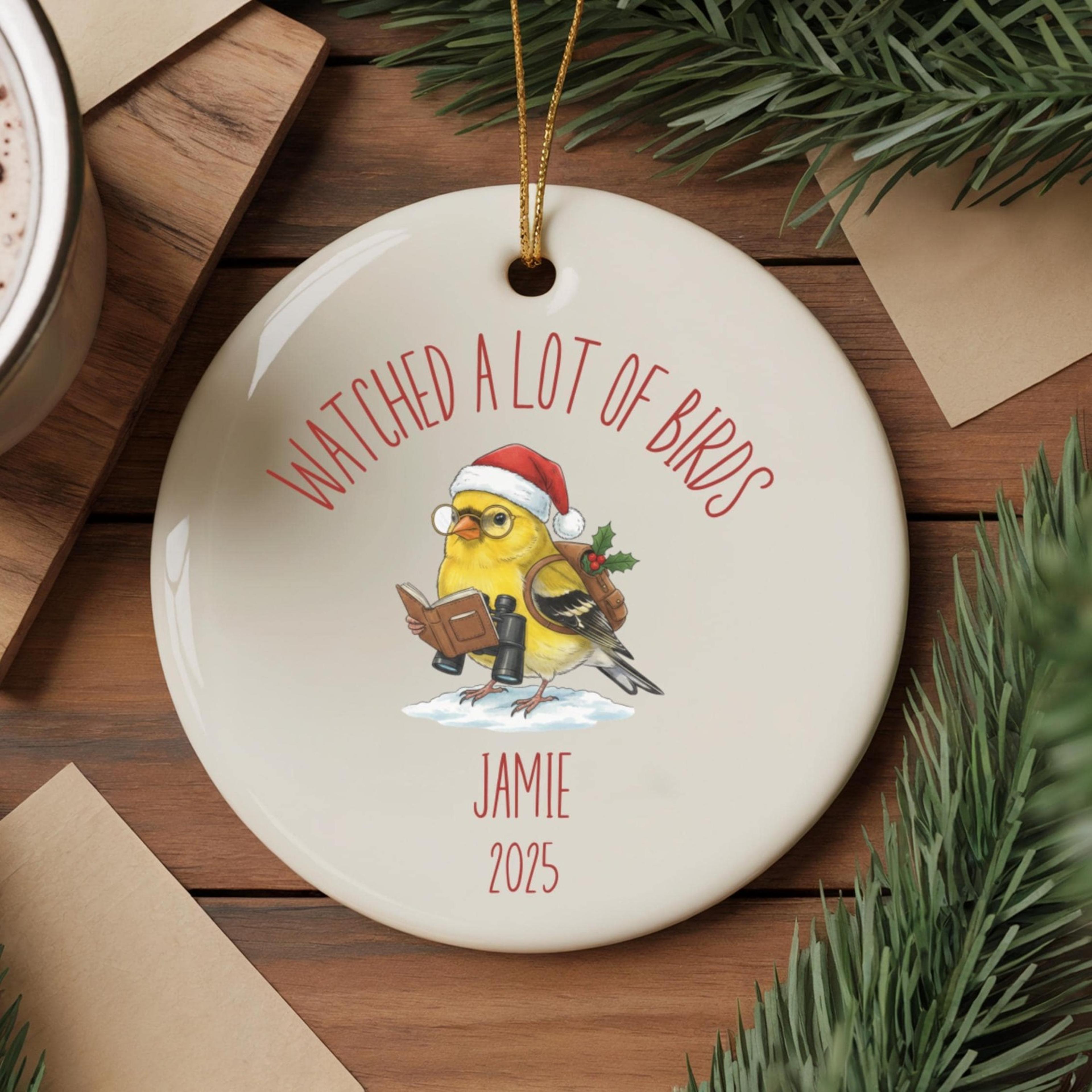 personalized bird nerd christmas ornament, custom birdwatcher ornament, funny bird lover gift, bird watching christmas