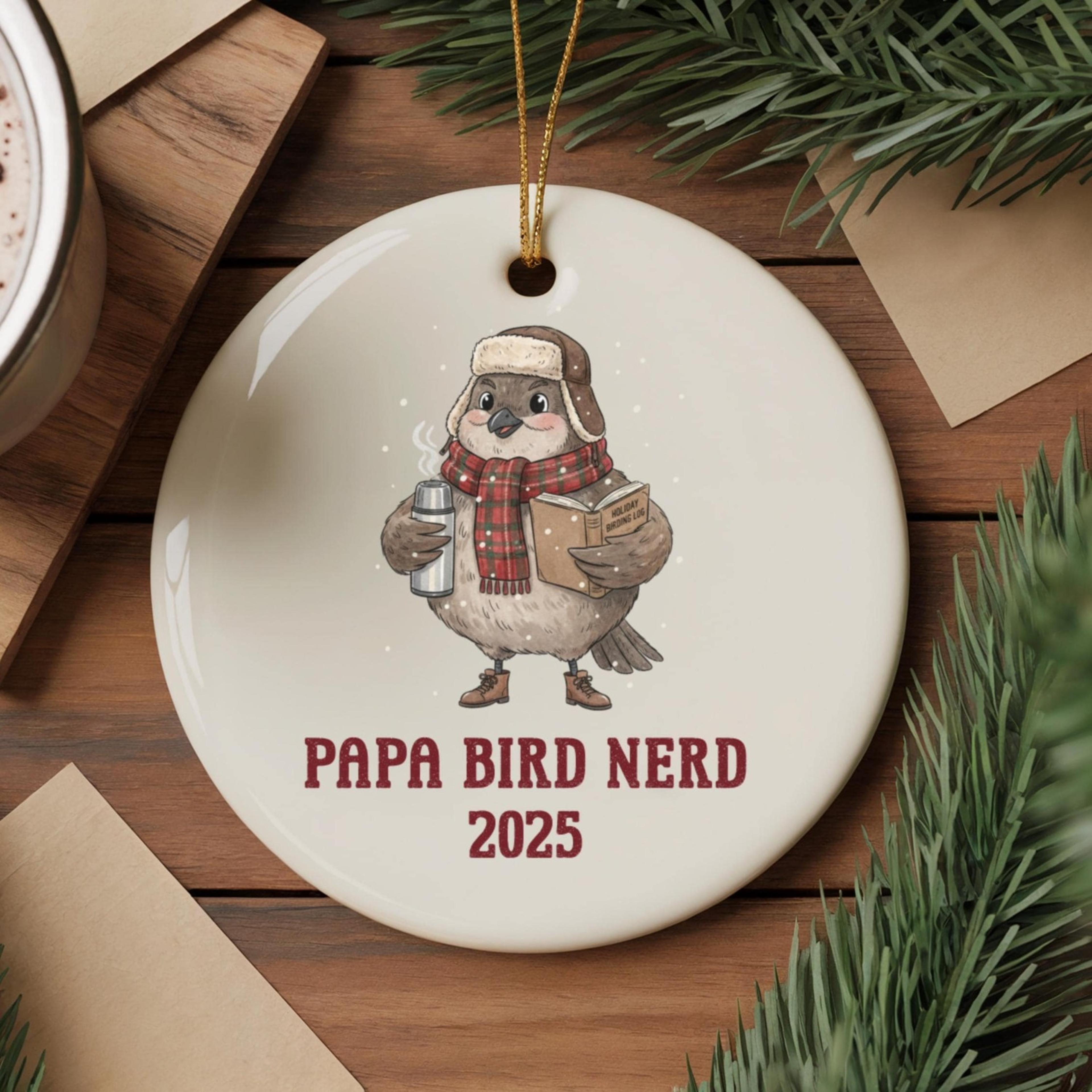personalized dad bird nerd christmas ornament, custom birdwatcher dad gift, funny bird lover ornament, birding christmas