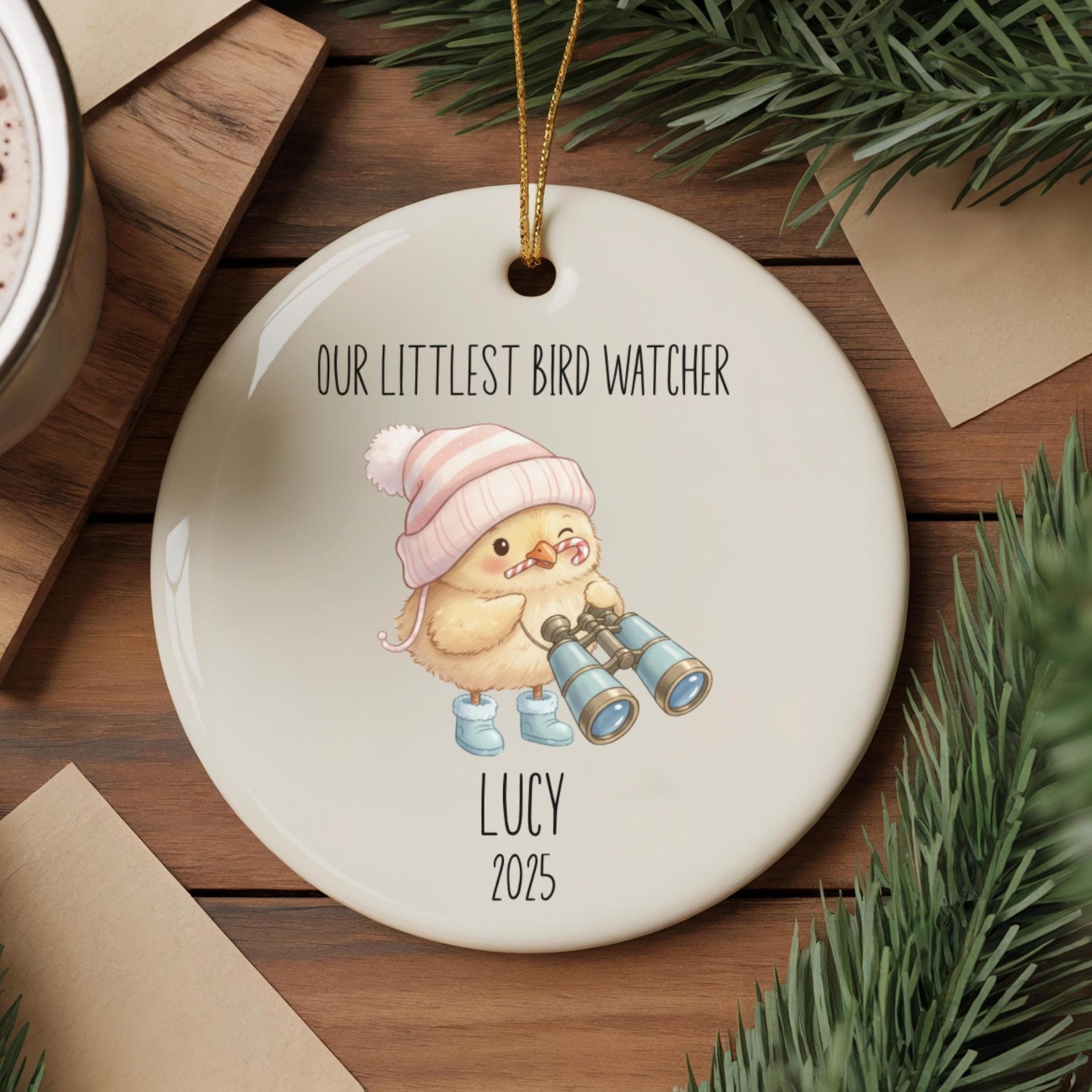 personalized baby bird nerd christmas ornament, custom birdwatcher baby gift, funny bird lover ornament, birding keepsak