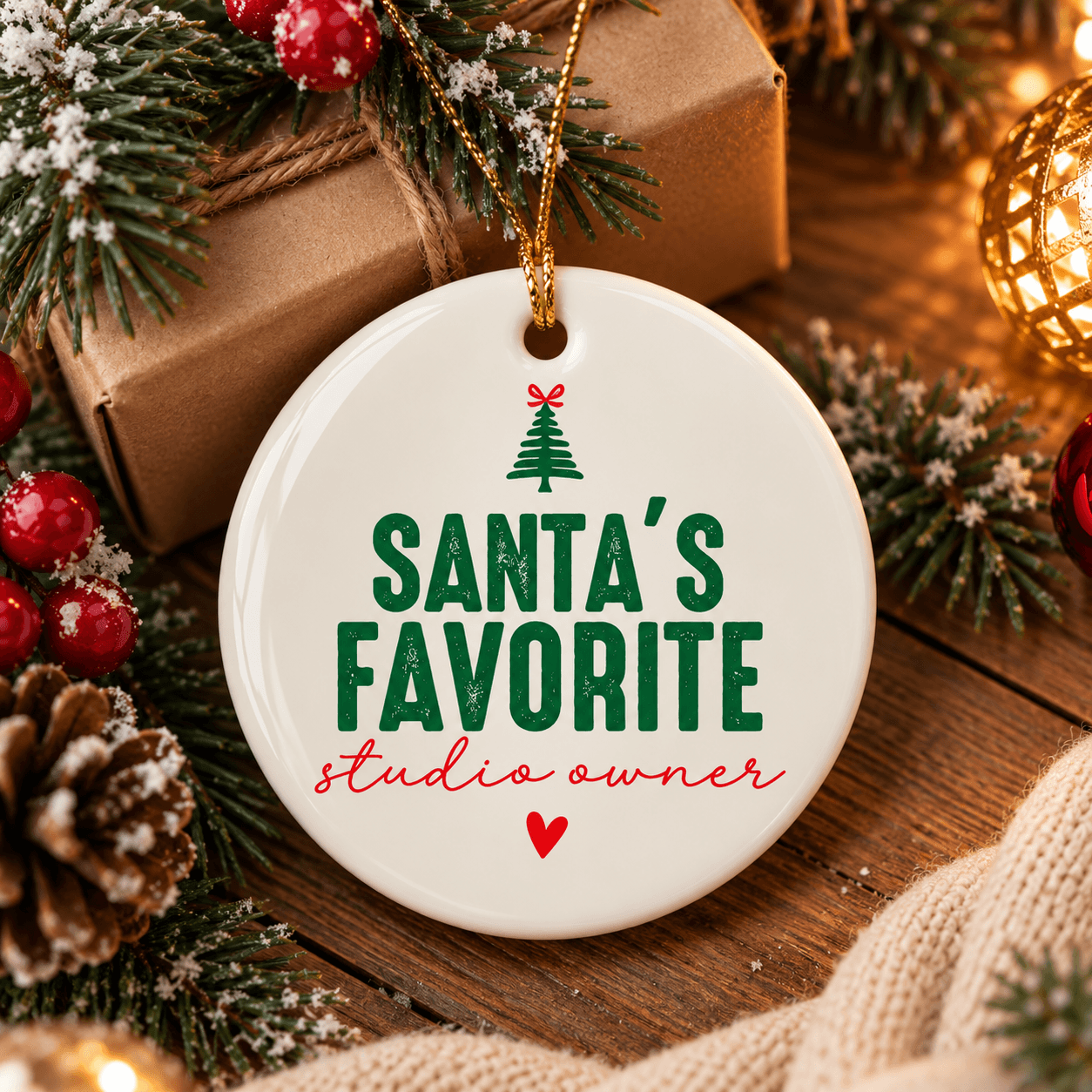 studio owner christmas ornament, santa's favorite studio owner gift, dance studio teacher holiday keepsake, xmas gift
