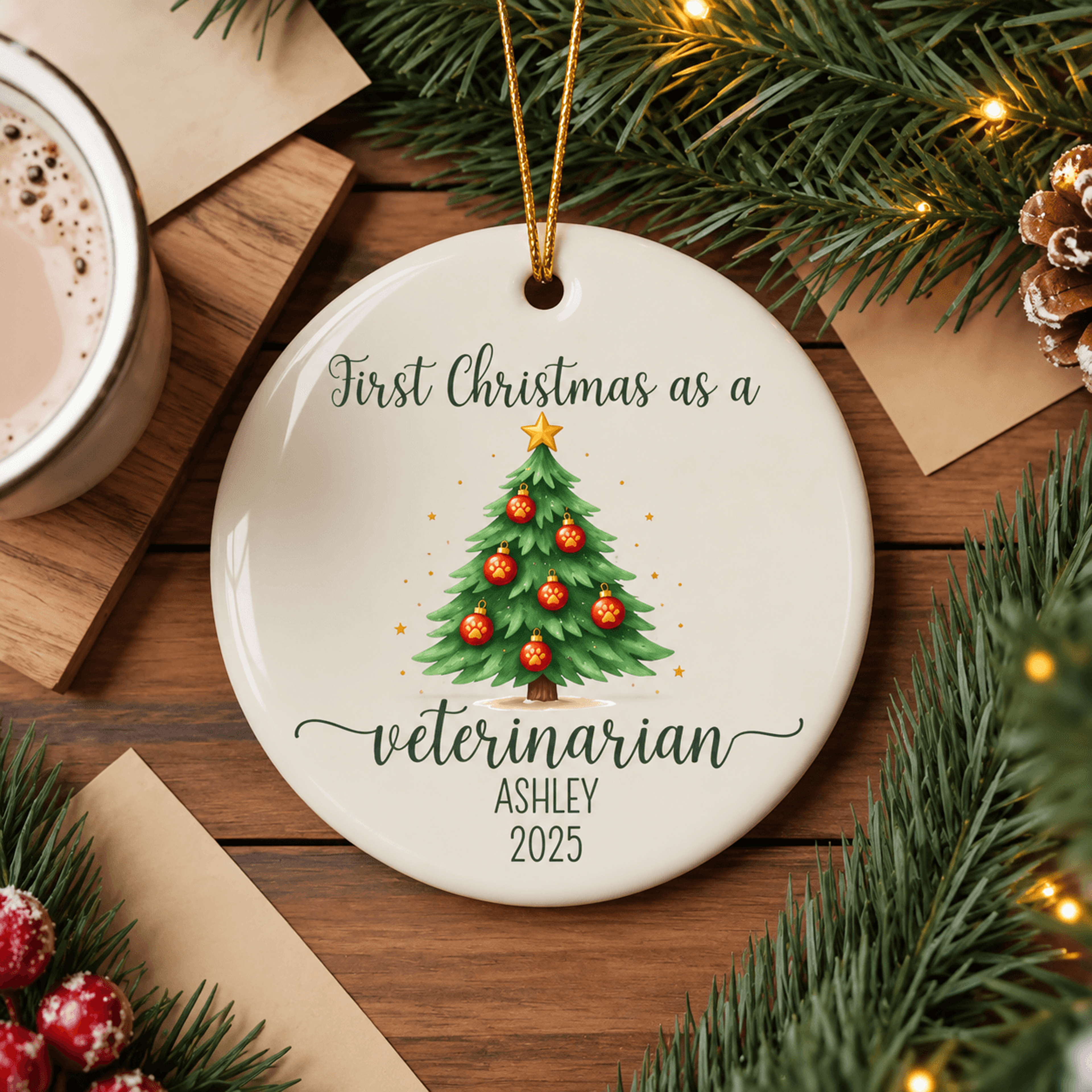 personalized first christmas veterinarian ornament, new vet graduation gift, custom name veterinary doctor keepsake 2025