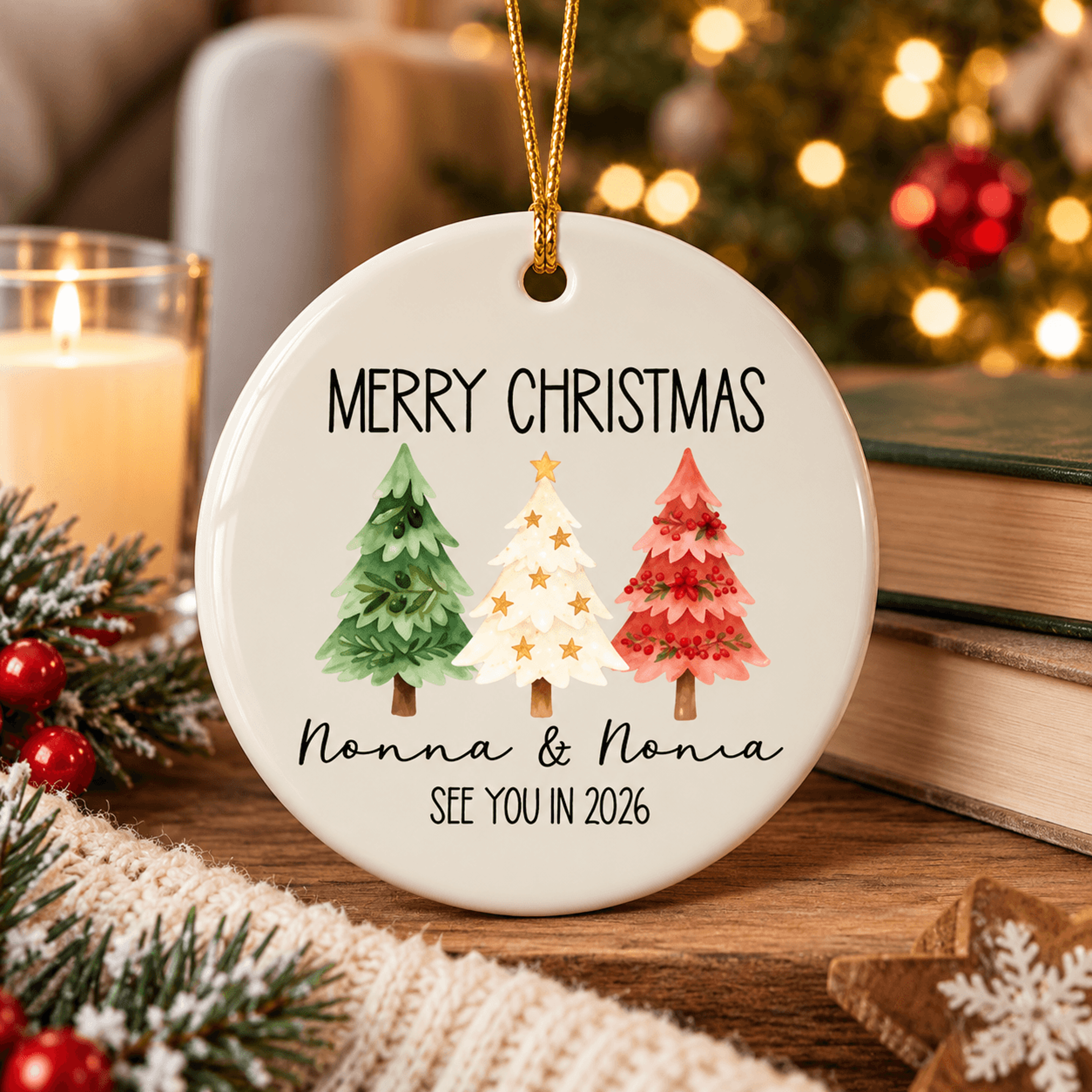 personalized nonna & nona christmas ornament, merry christmas family gift, custom grandma keepsake, holiday tree