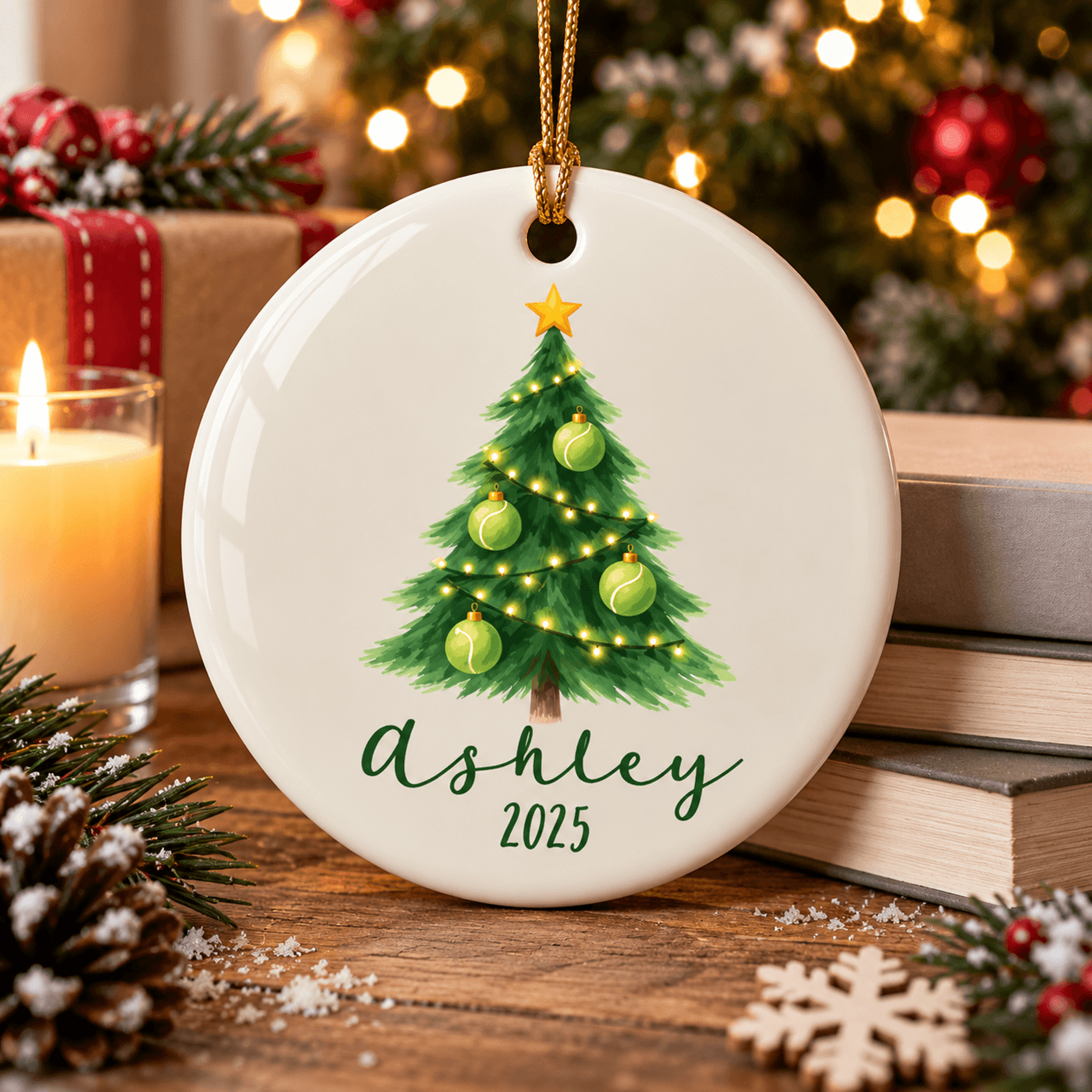 personalized tennis christmas ornament, custom name year tennis gift, tennis player holiday keepsake, sports tree decor