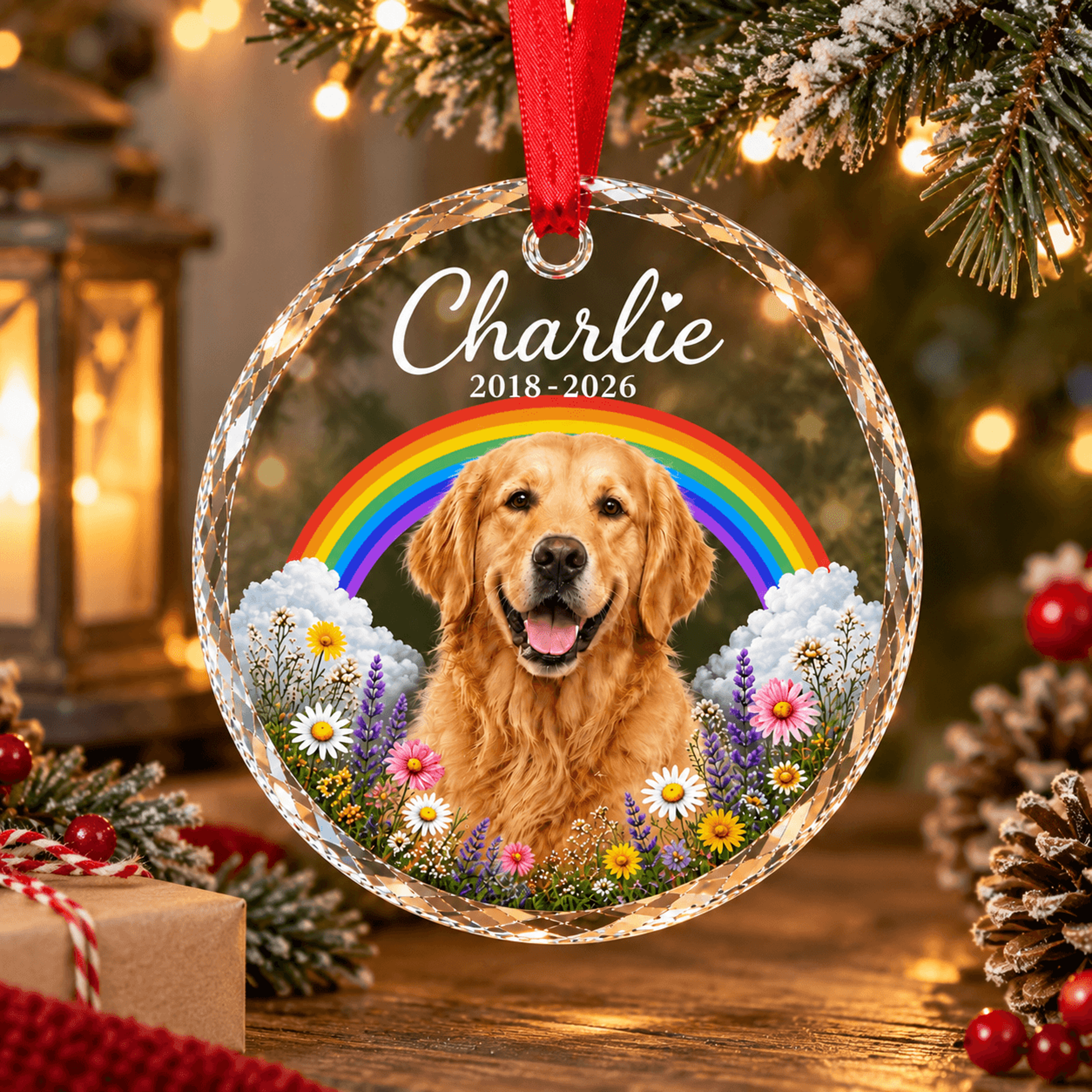 personalized pet memorial ornament, custom dog loss keepsake, rainbow bridge christmas ornament, pet remembrance gift