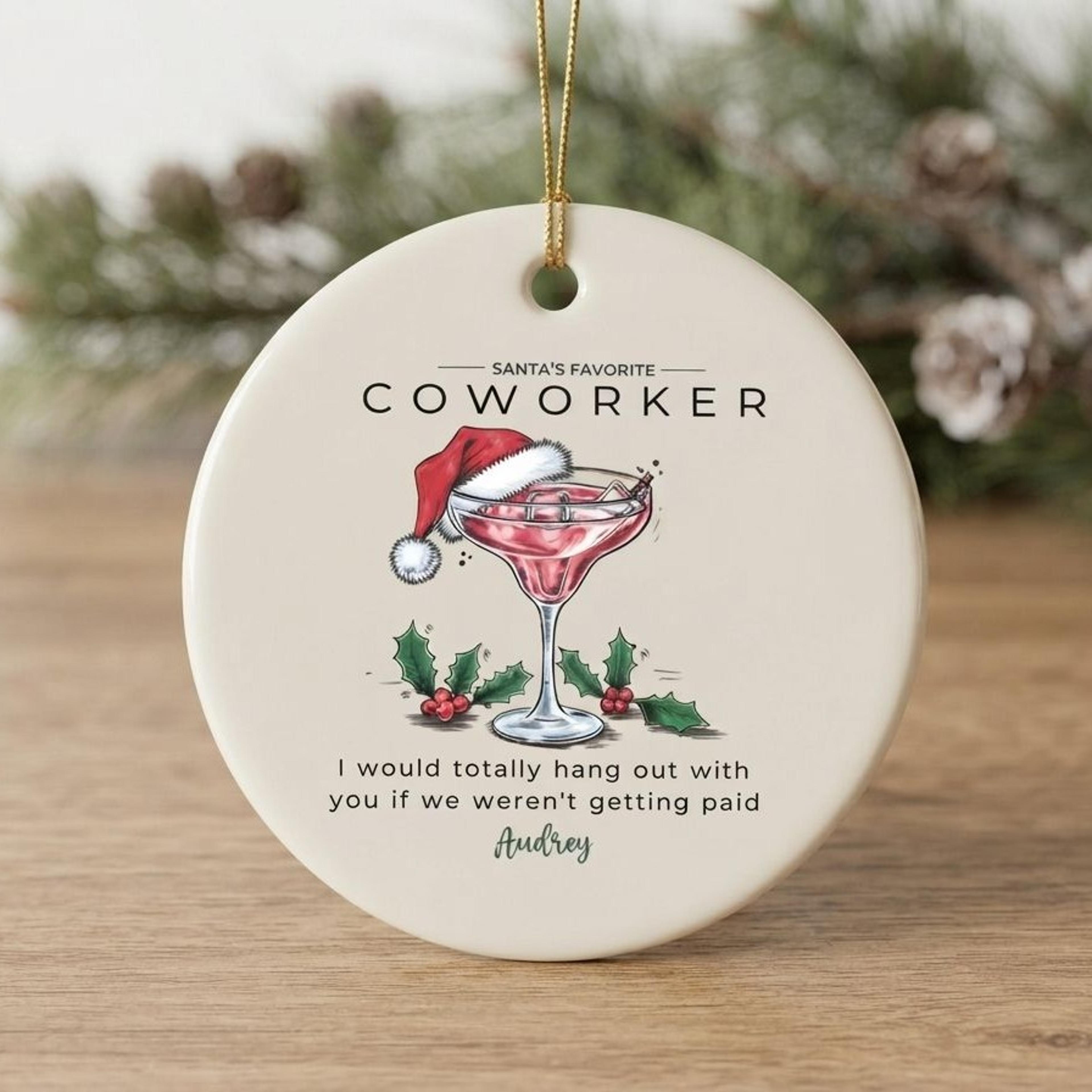 personalized coworker christmas ornament, santa's favorite coworker gift, funny custom name office keepsake