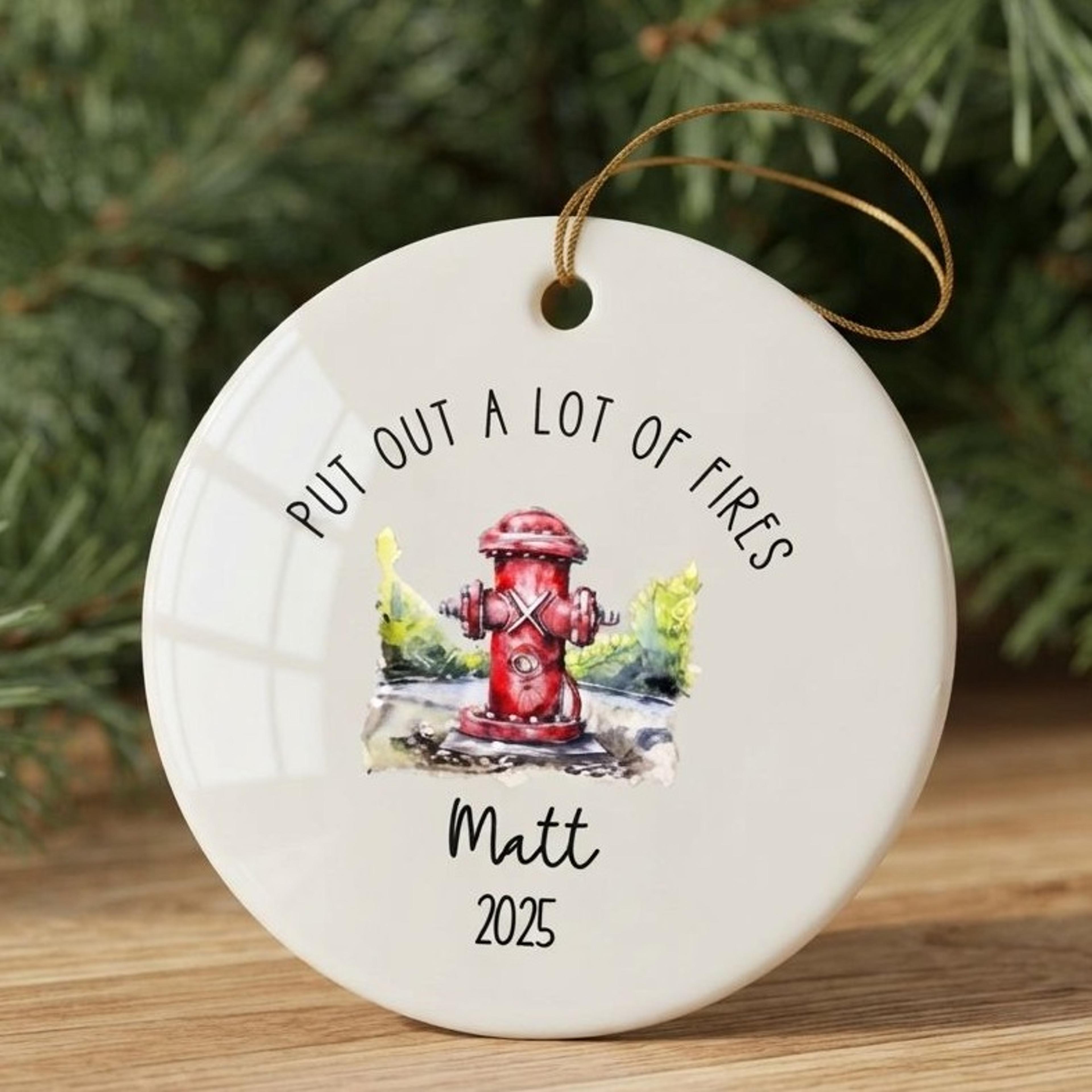 personalized firefighter christmas ornament, put out a lot of fires gift, custom name firefighter keepsake, firefighter