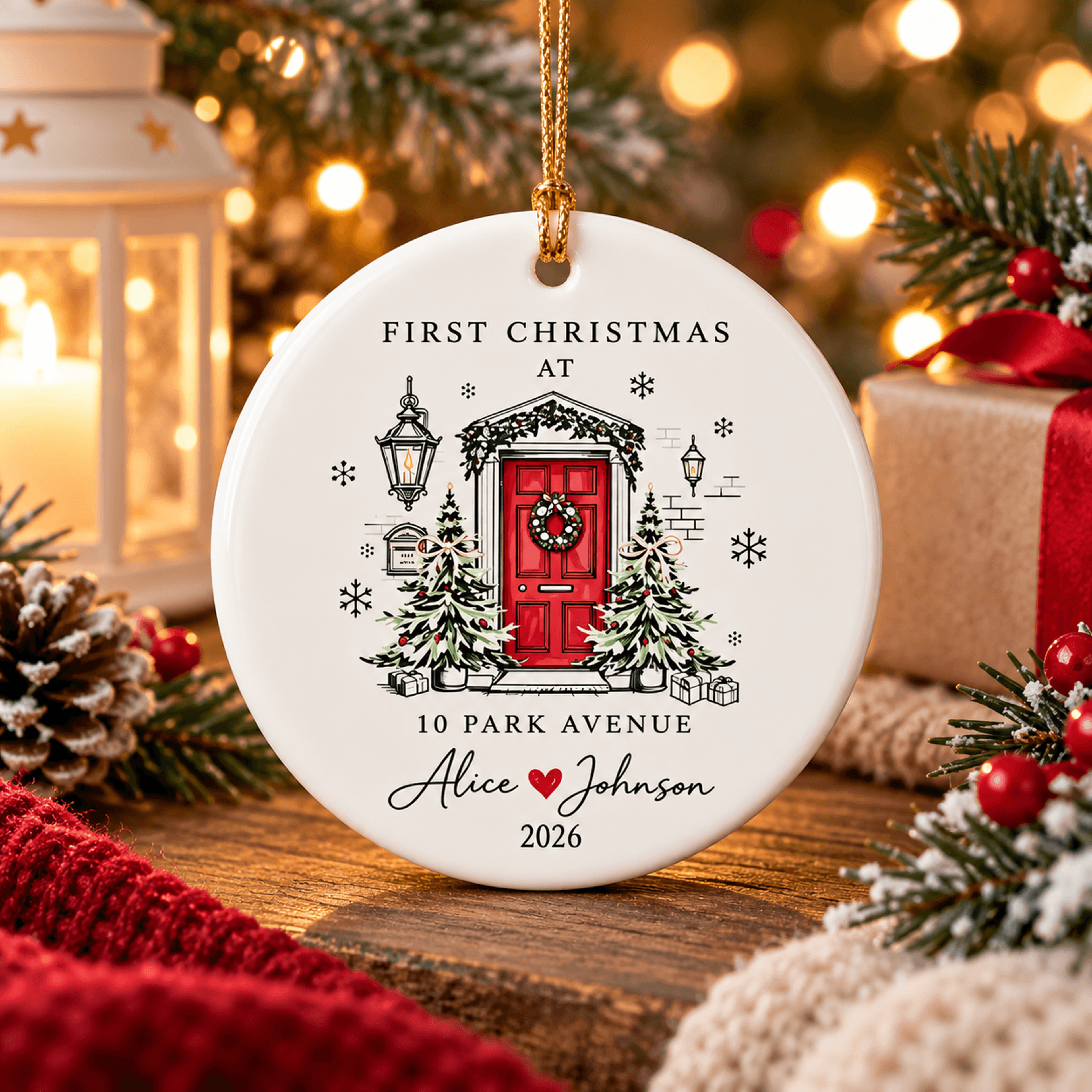personalized first christmas in new home ornament, custom address couple name keepsake, new house christmas gift 2026