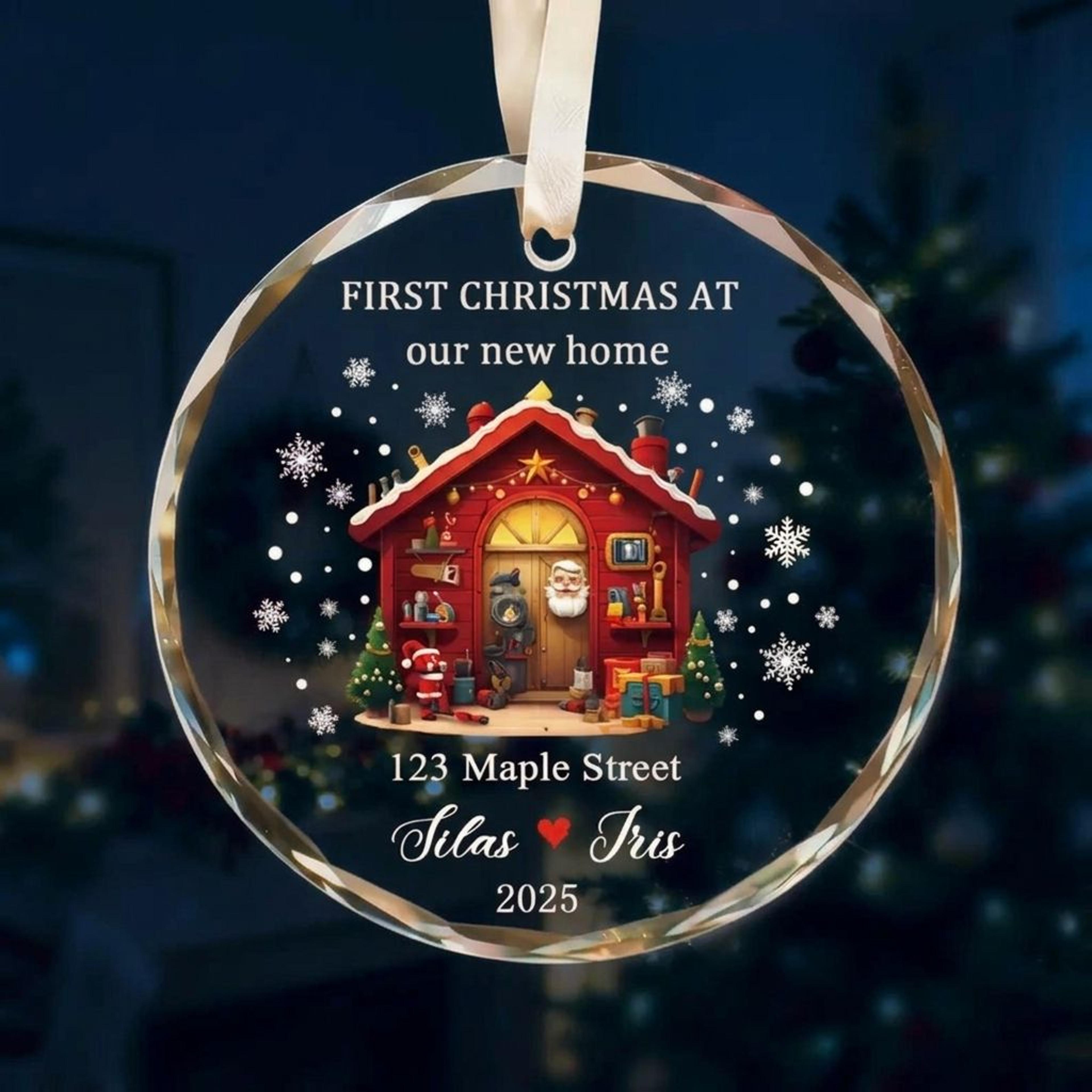 personalized first christmas in new home ornament, custom address christmas keepsake, new homeowner gift, housewarming