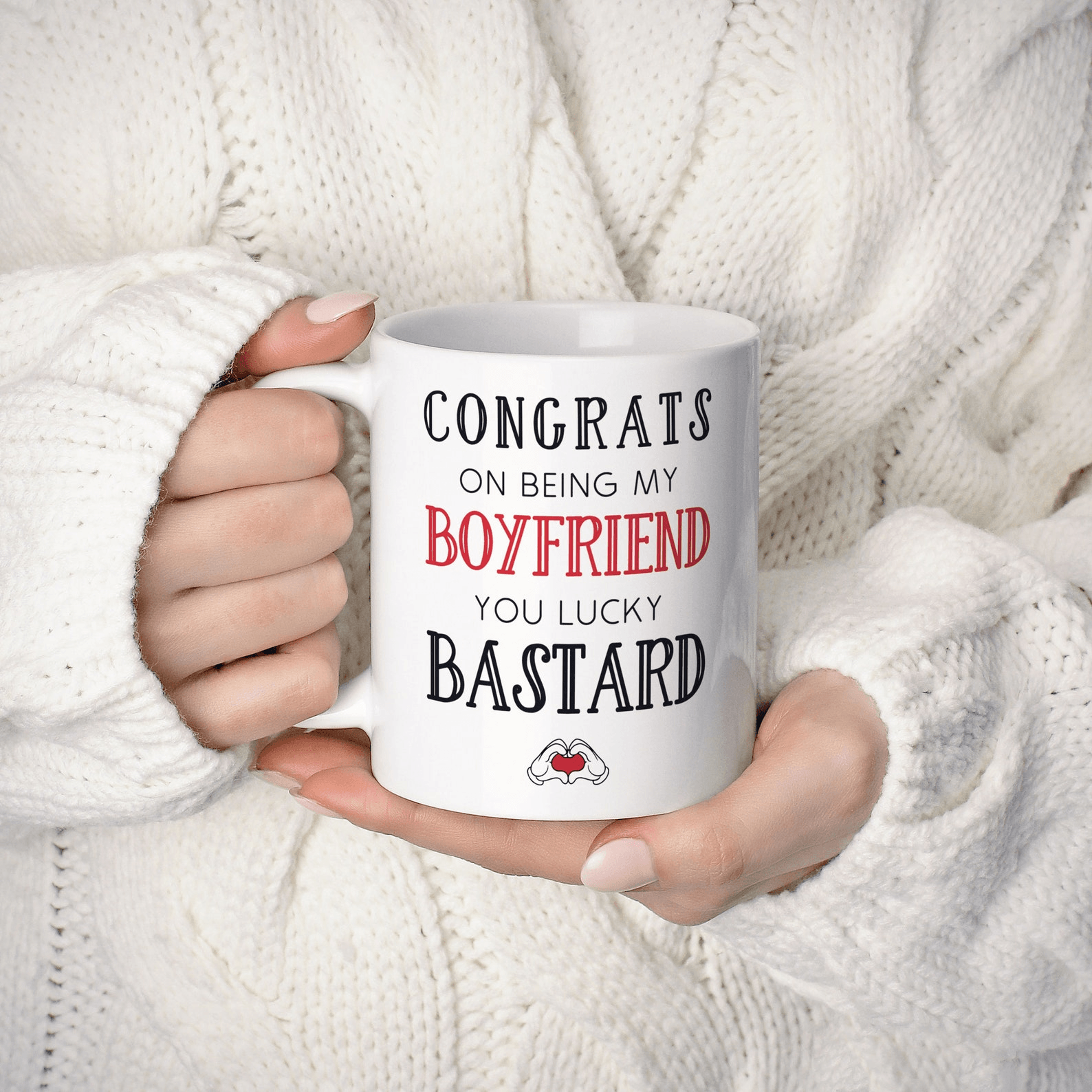 congrats on being my boyfriend mug, funny valentine coffee mug, anniversary gift mug for him