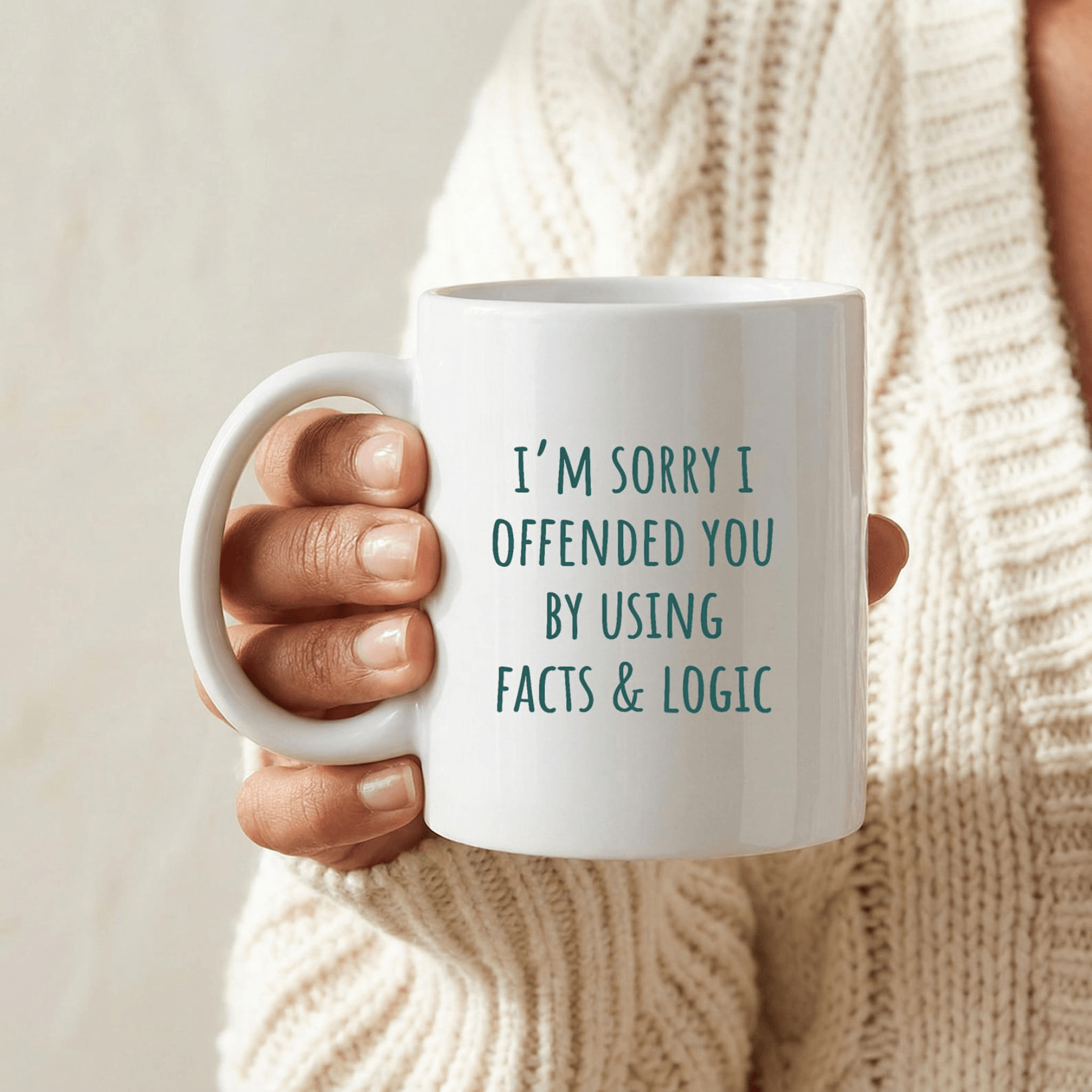funny sarcastic facts & logic mug sassy quote coffee cup humor gift for coworkers friends
