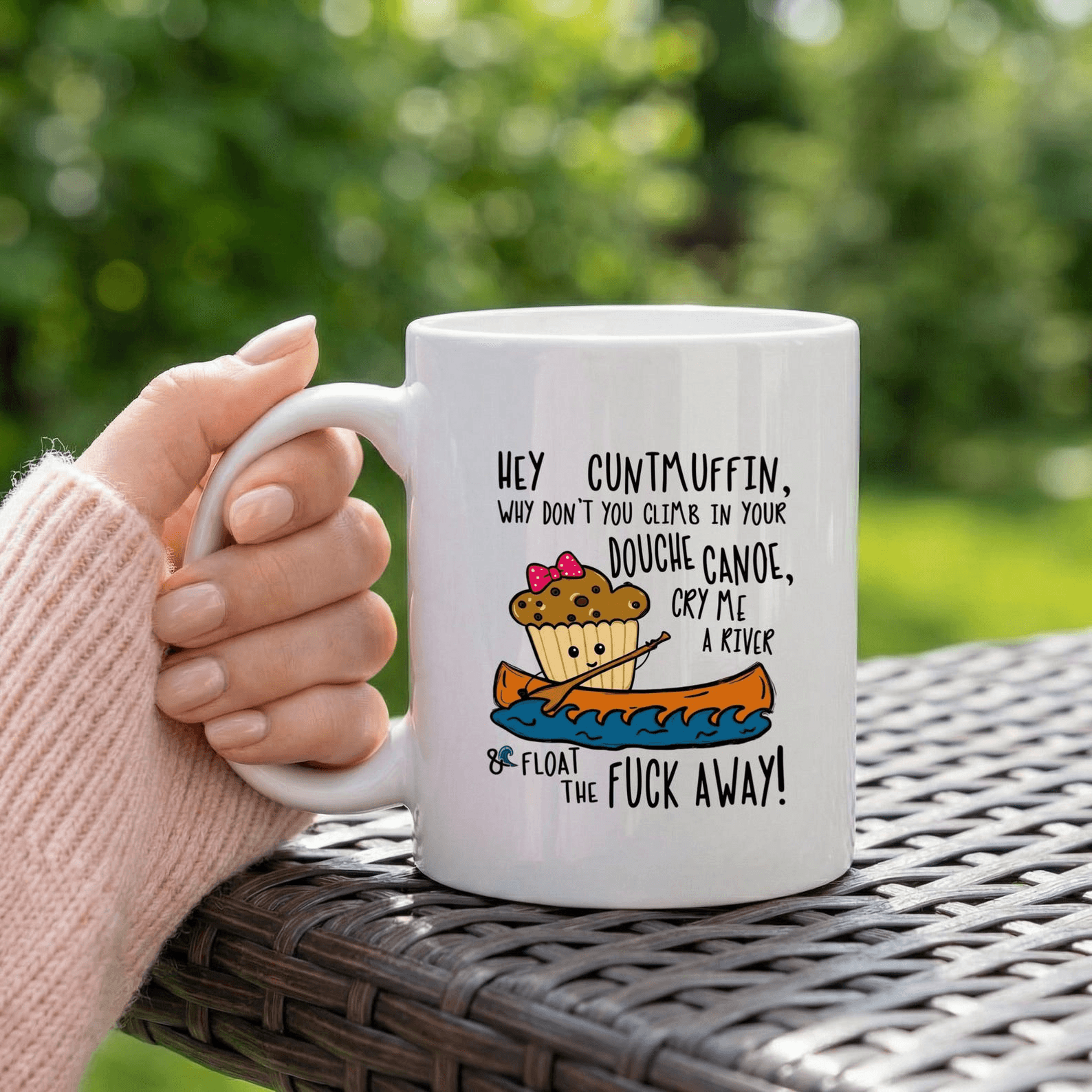 funny sweary muffin canoe mug – rude adult humor coffee cup gift