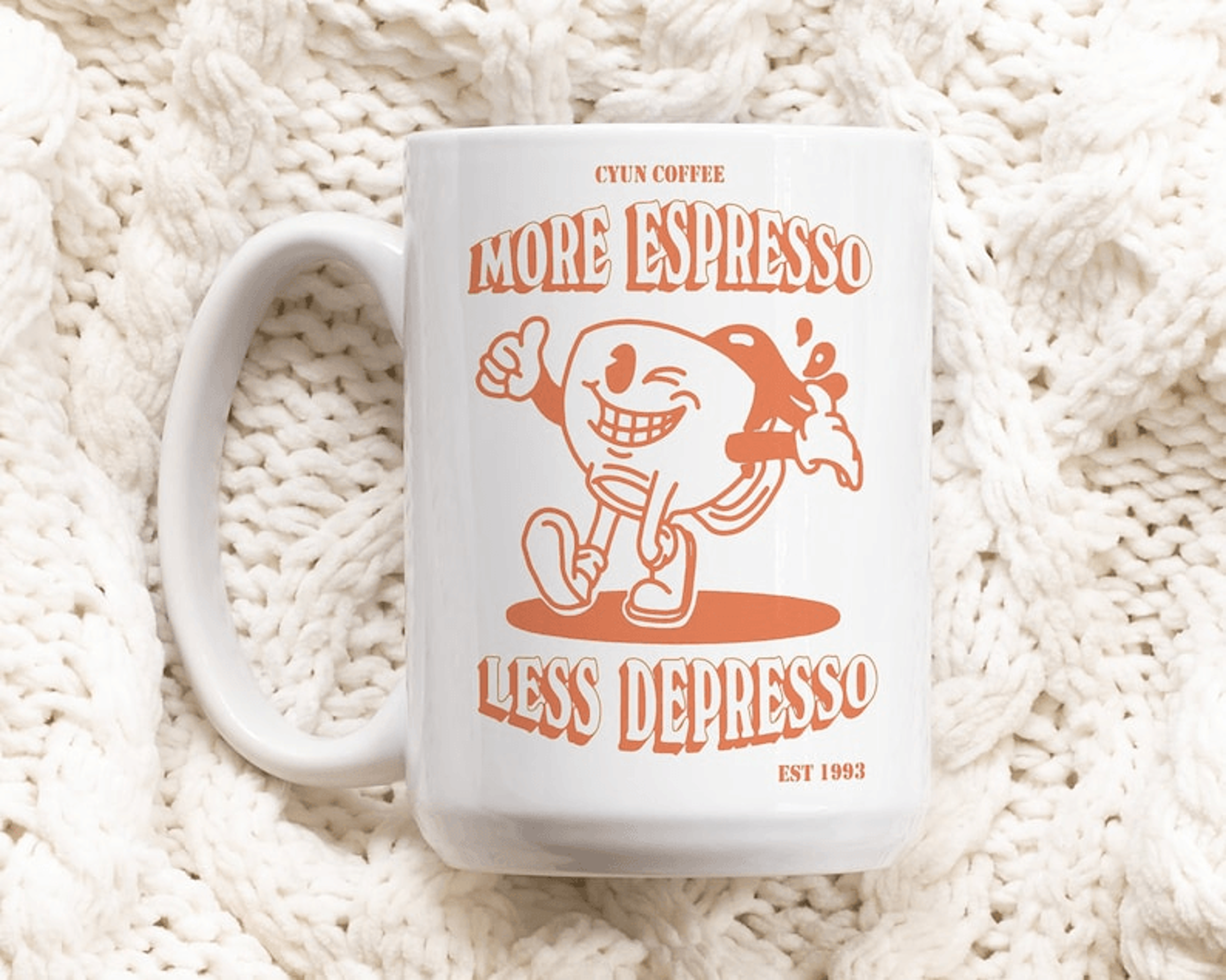 more espresso less depresso mug 15 oz funny coffee mug retro espresso cup coffee lover gift ceramic