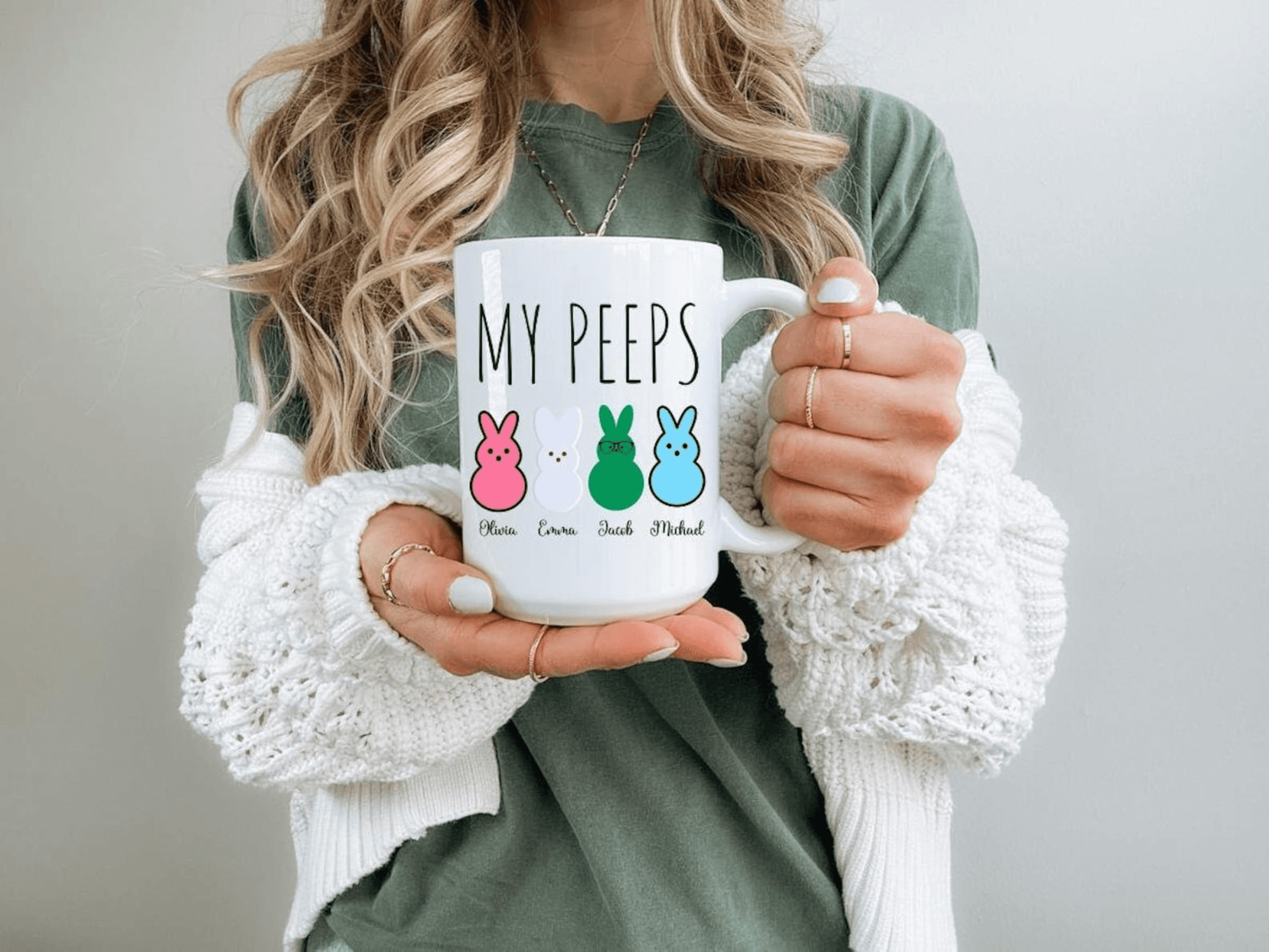 personalized my peeps mug – custom family easter coffee cup gift with names