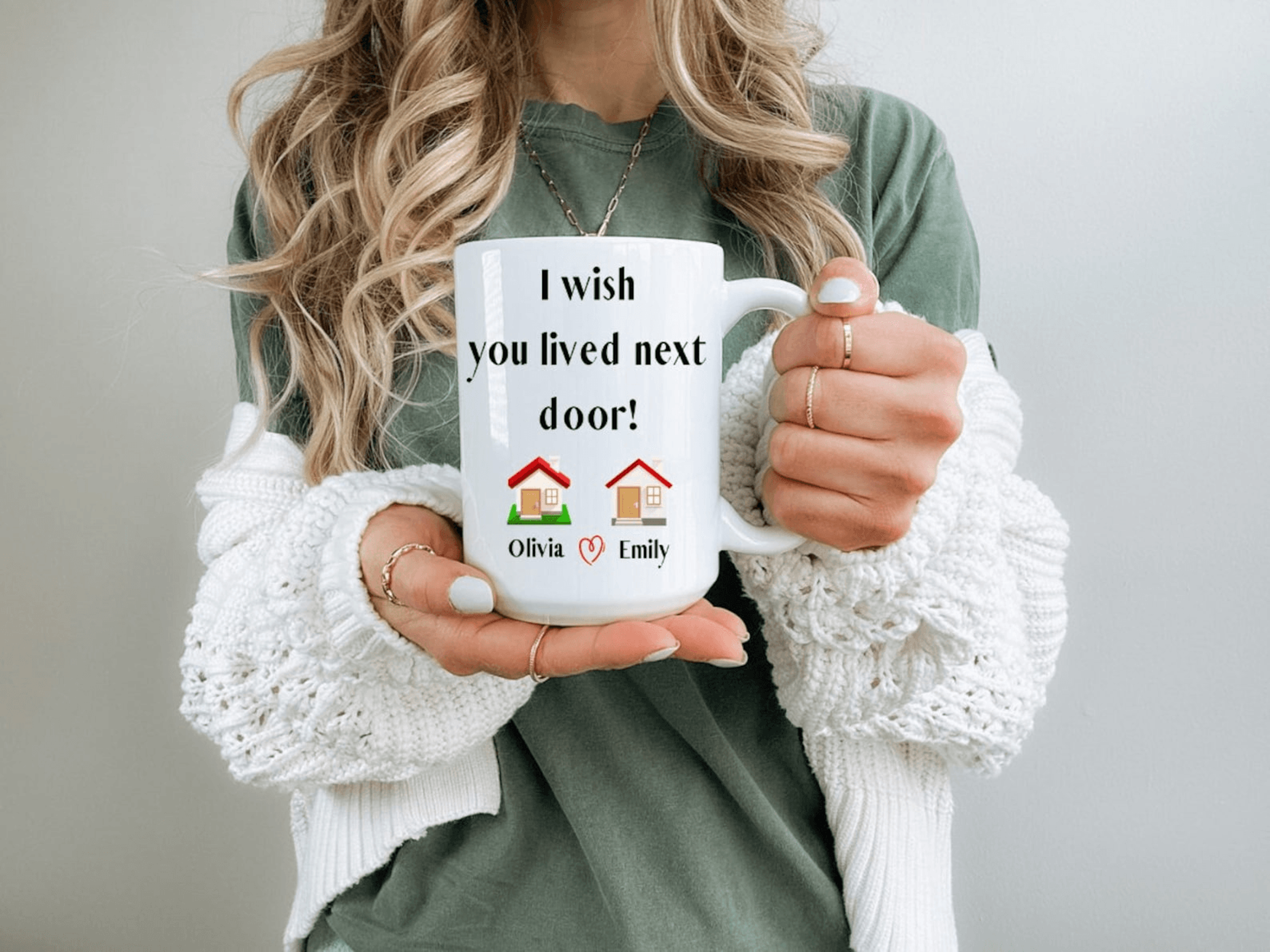 personalized bestie coffee mug i wish you lived next door custom long distance friendship gift
