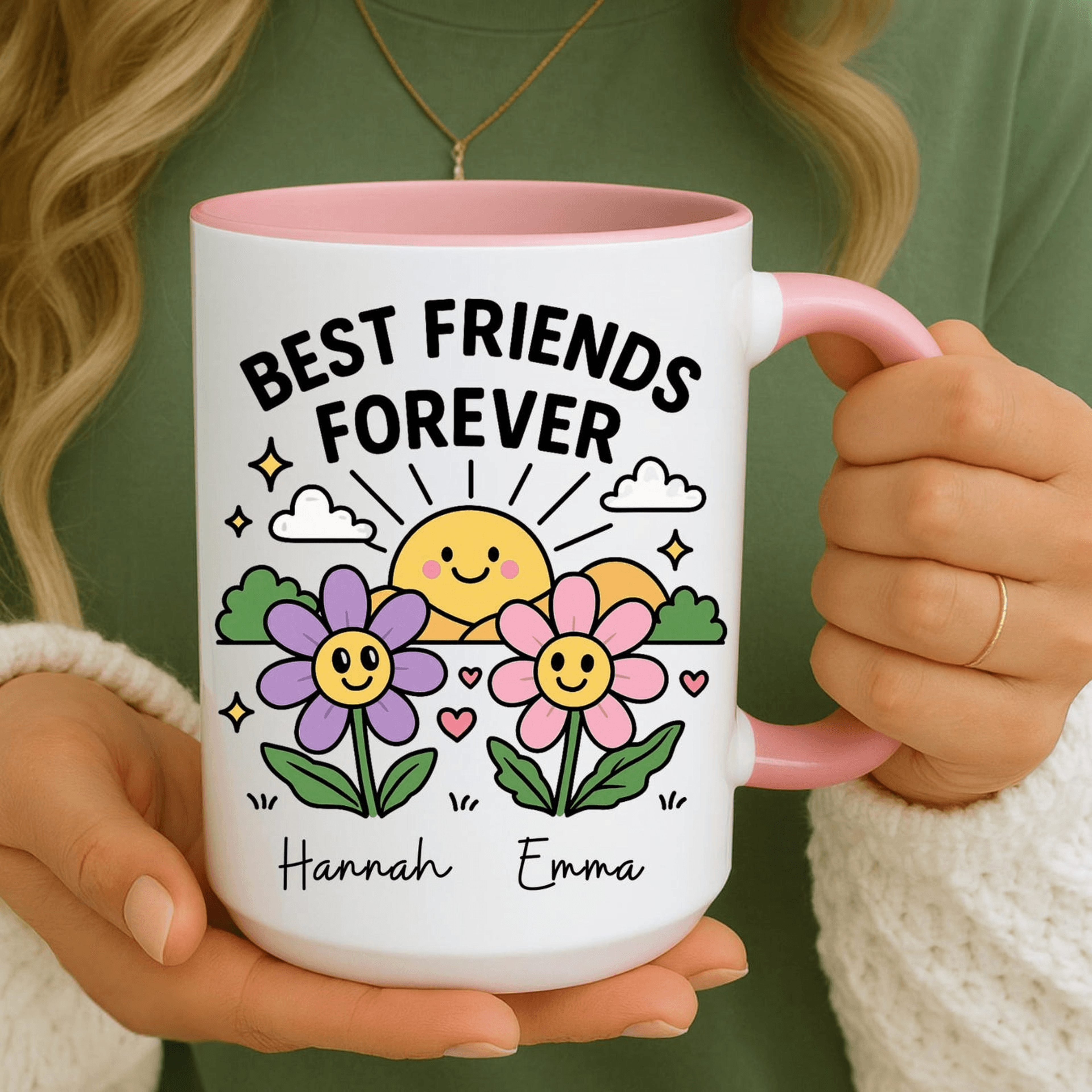 personalized best friends forever mug – custom name bff coffee cup for besties and friendship gifts