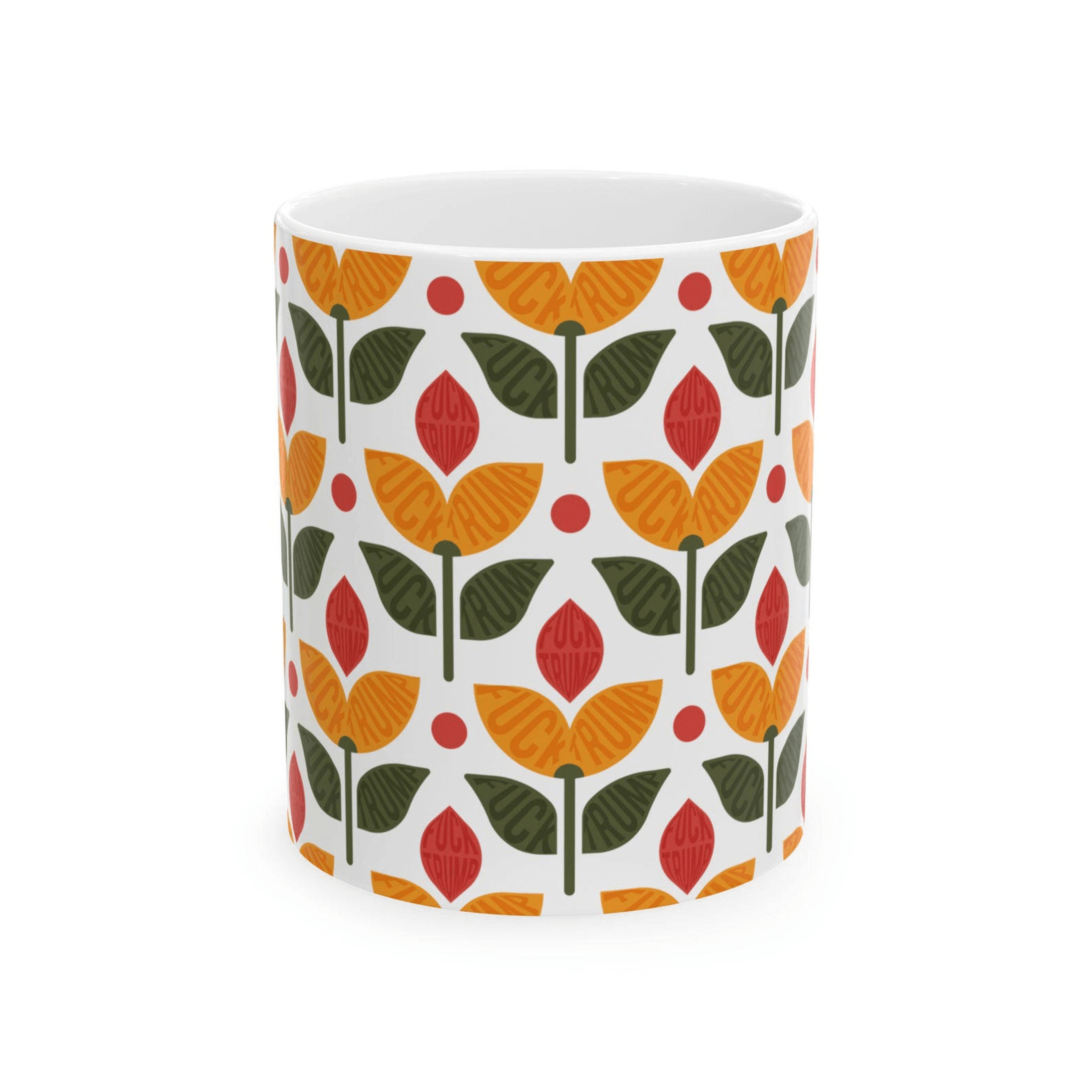 subtle floral political humor mug – ceramic coffee cup resistance gift