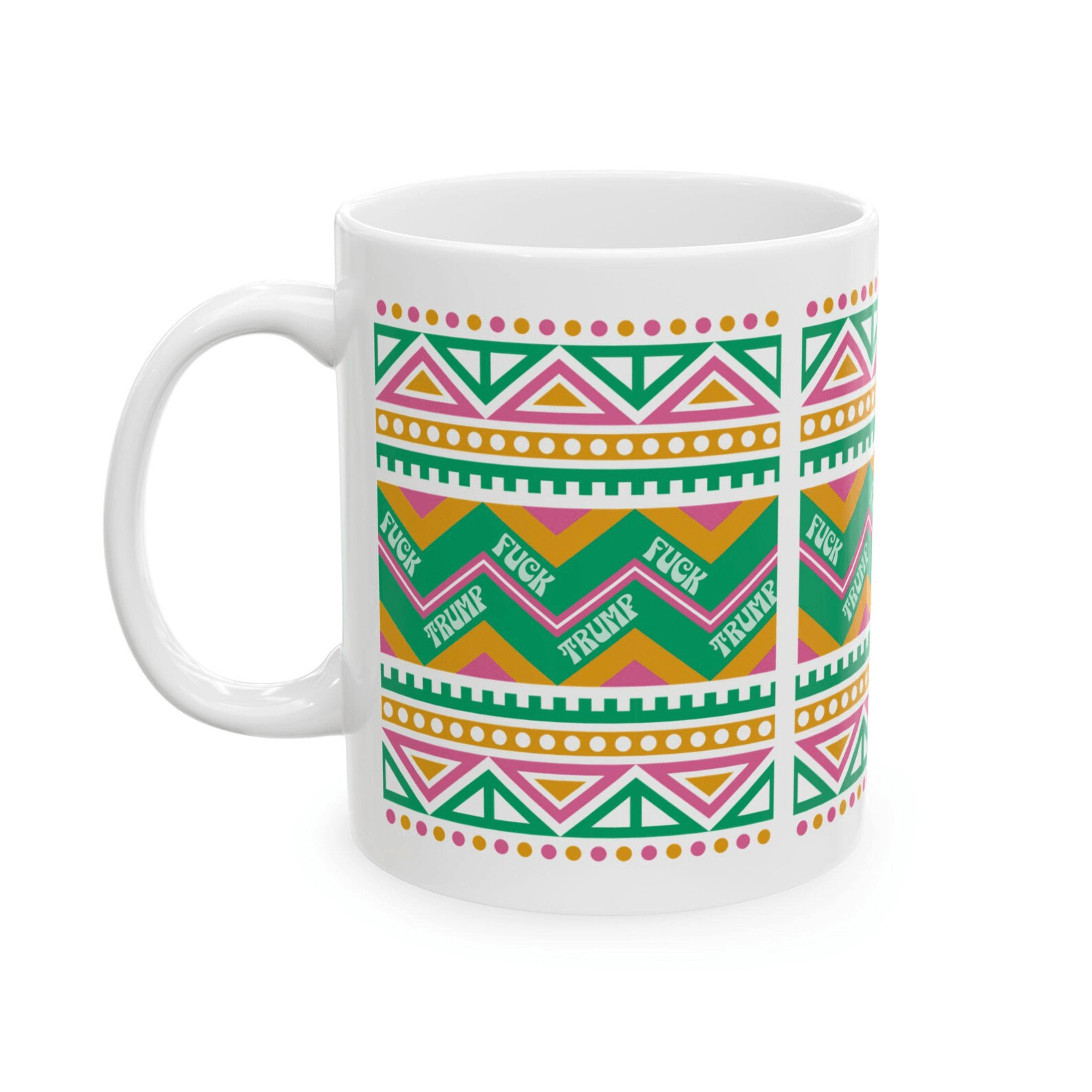 colorful retro anti trump mug – political humor ceramic coffee cup gift