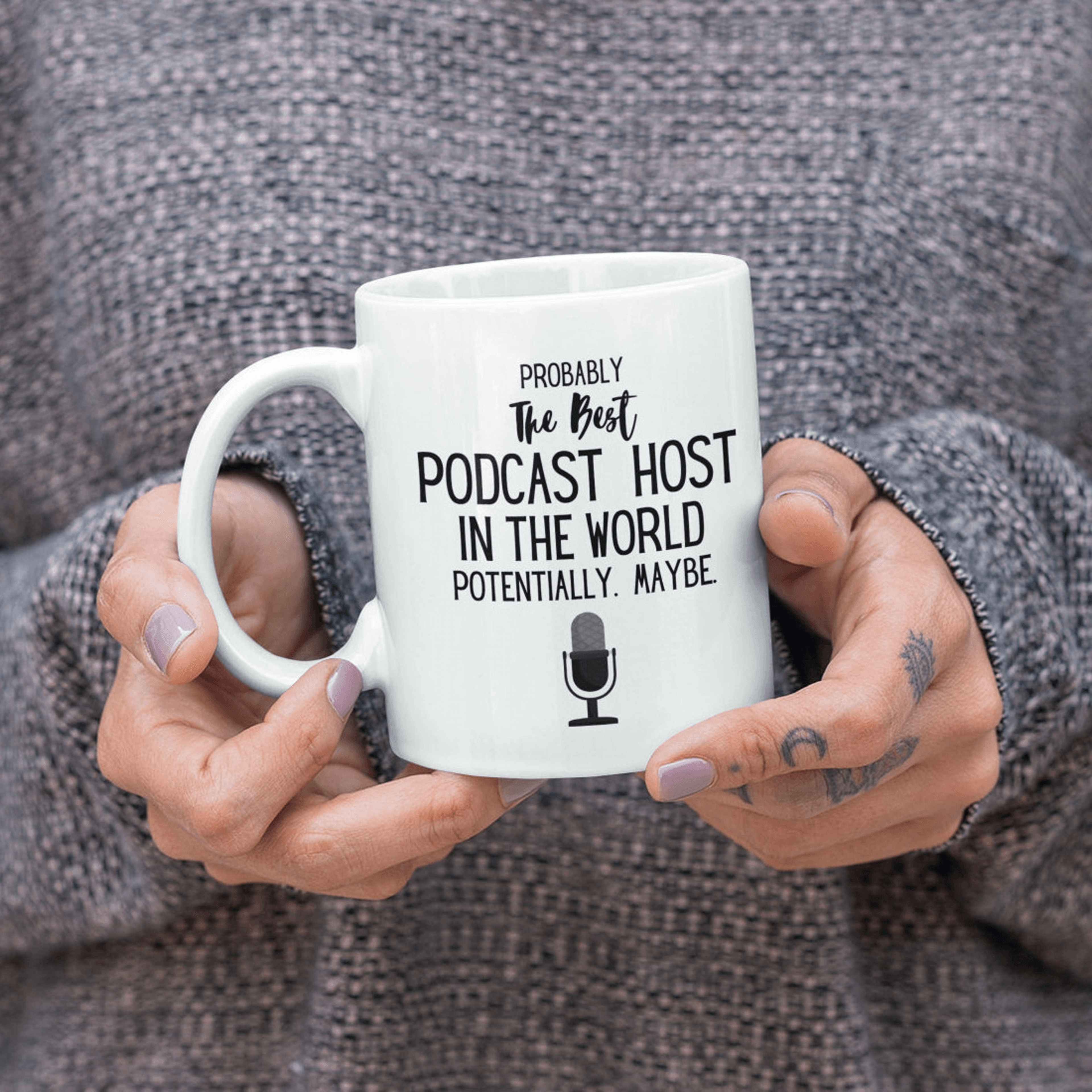 funny podcaster mug – podcast host ceramic coffee cup gift for creators