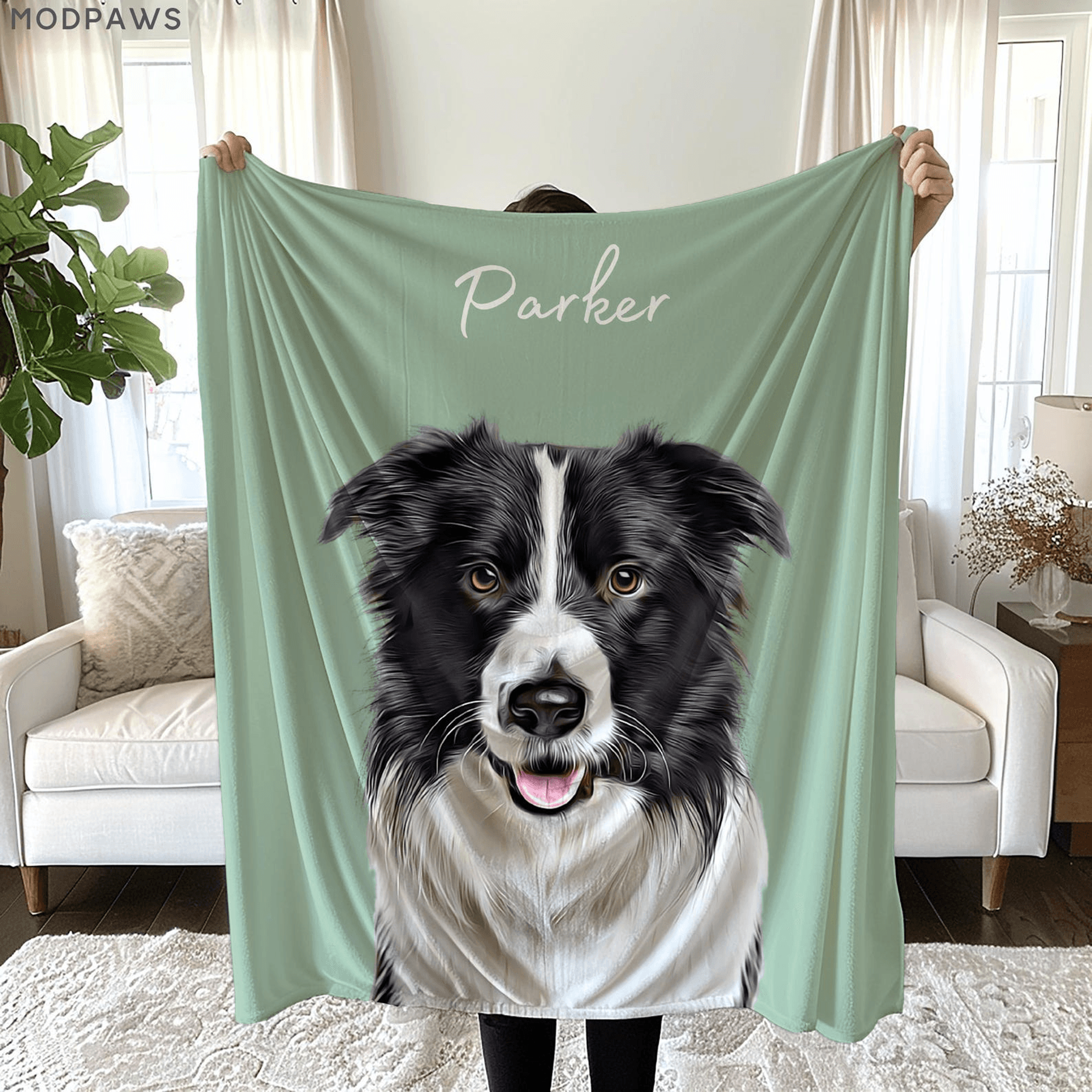 personalized pet portrait blanket with name custom dog and cat photo keepsake gift