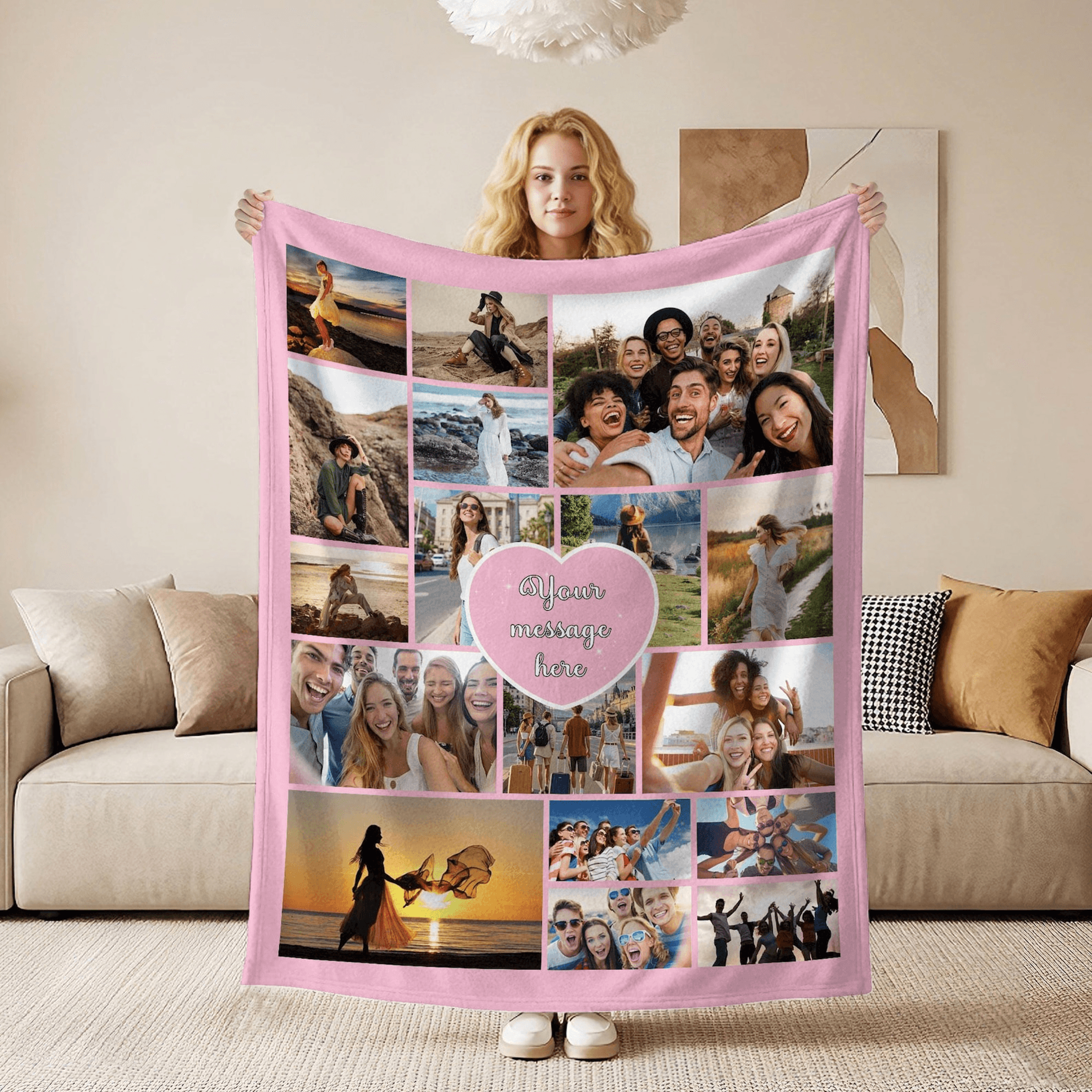 personalized photo collage blanket custom family memory keepsake throw gift