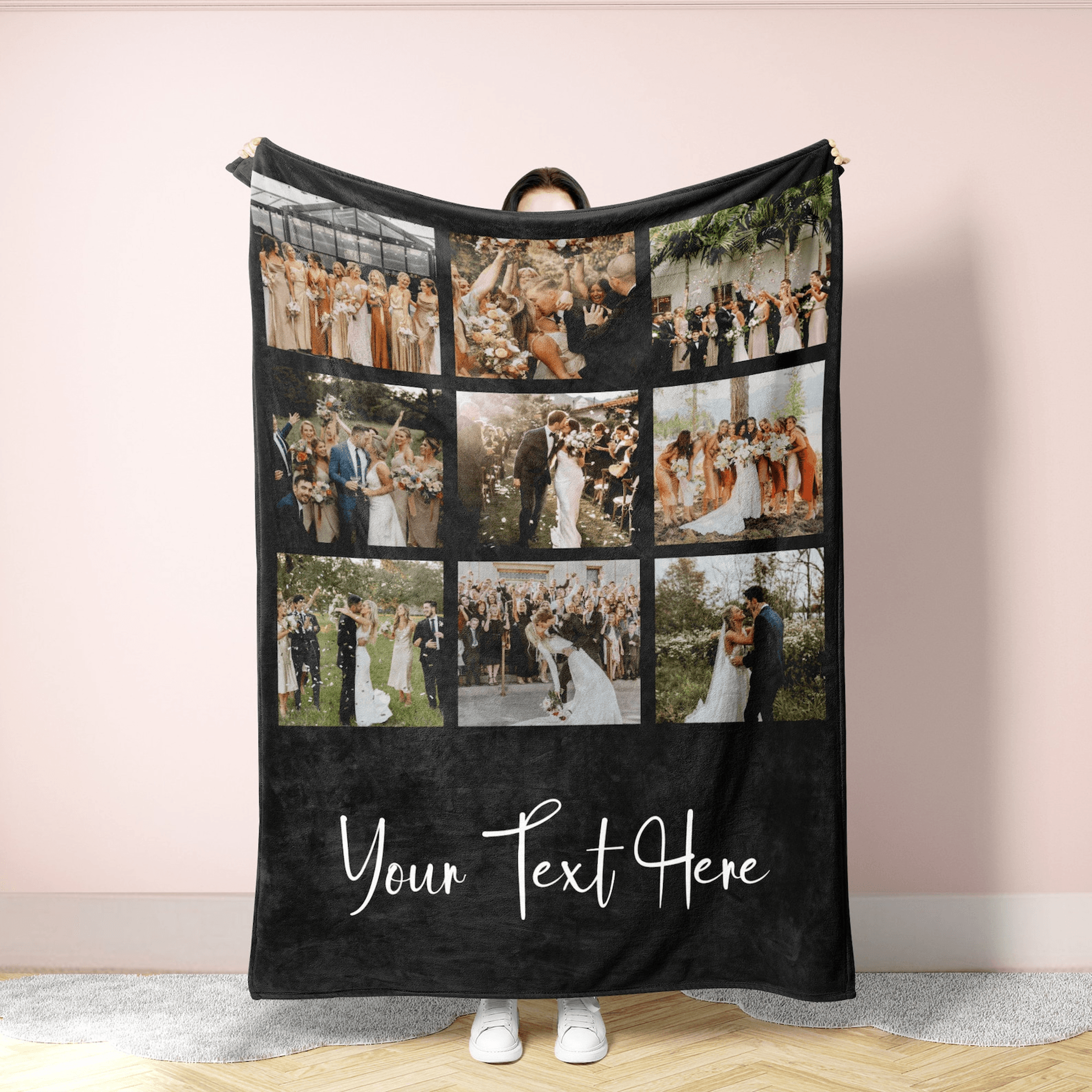 picture blanket with text personalized photo collage family memory keepsake gift