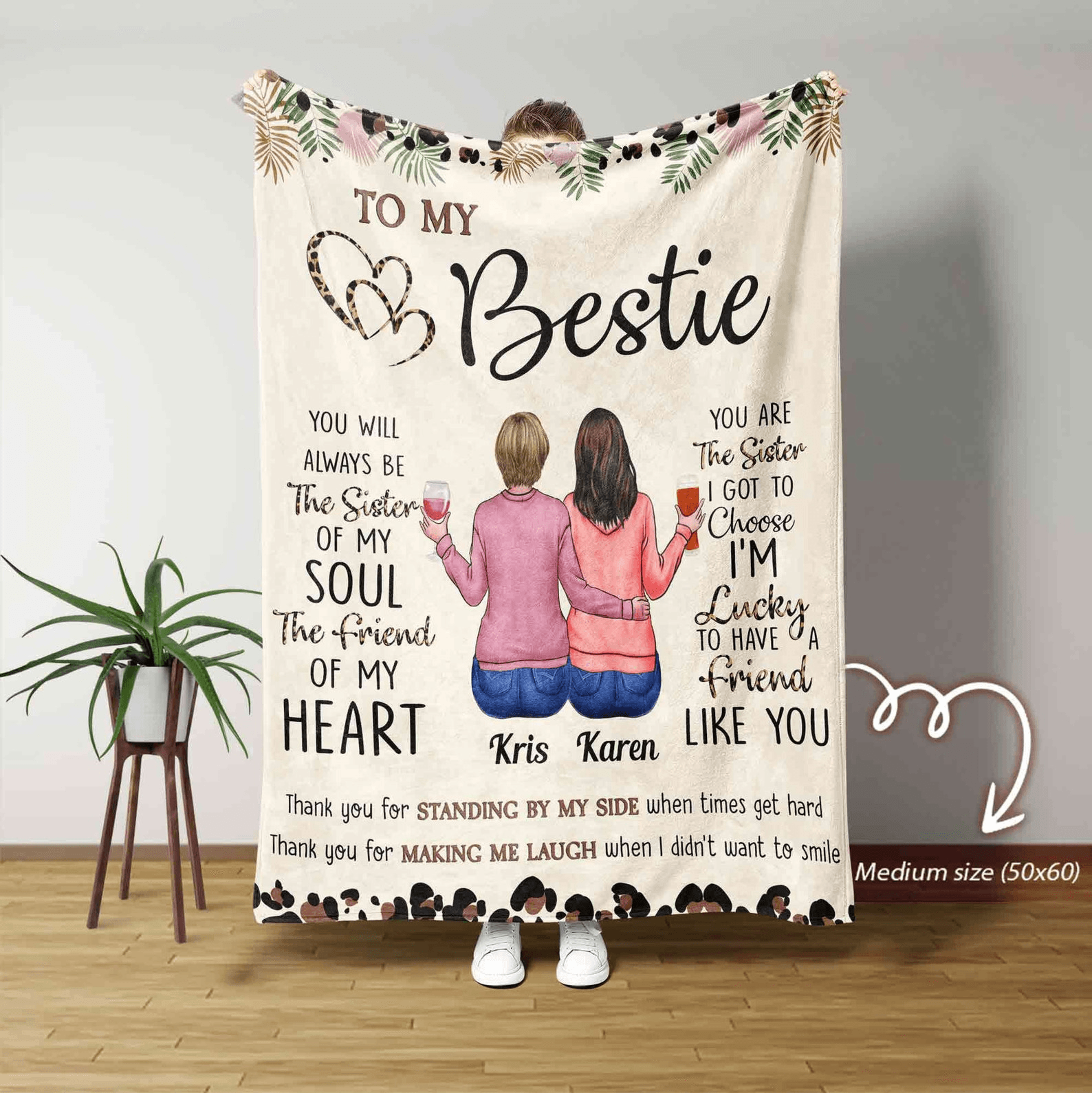 personalized bestie blanket custom name friendship throw gift for best friends
