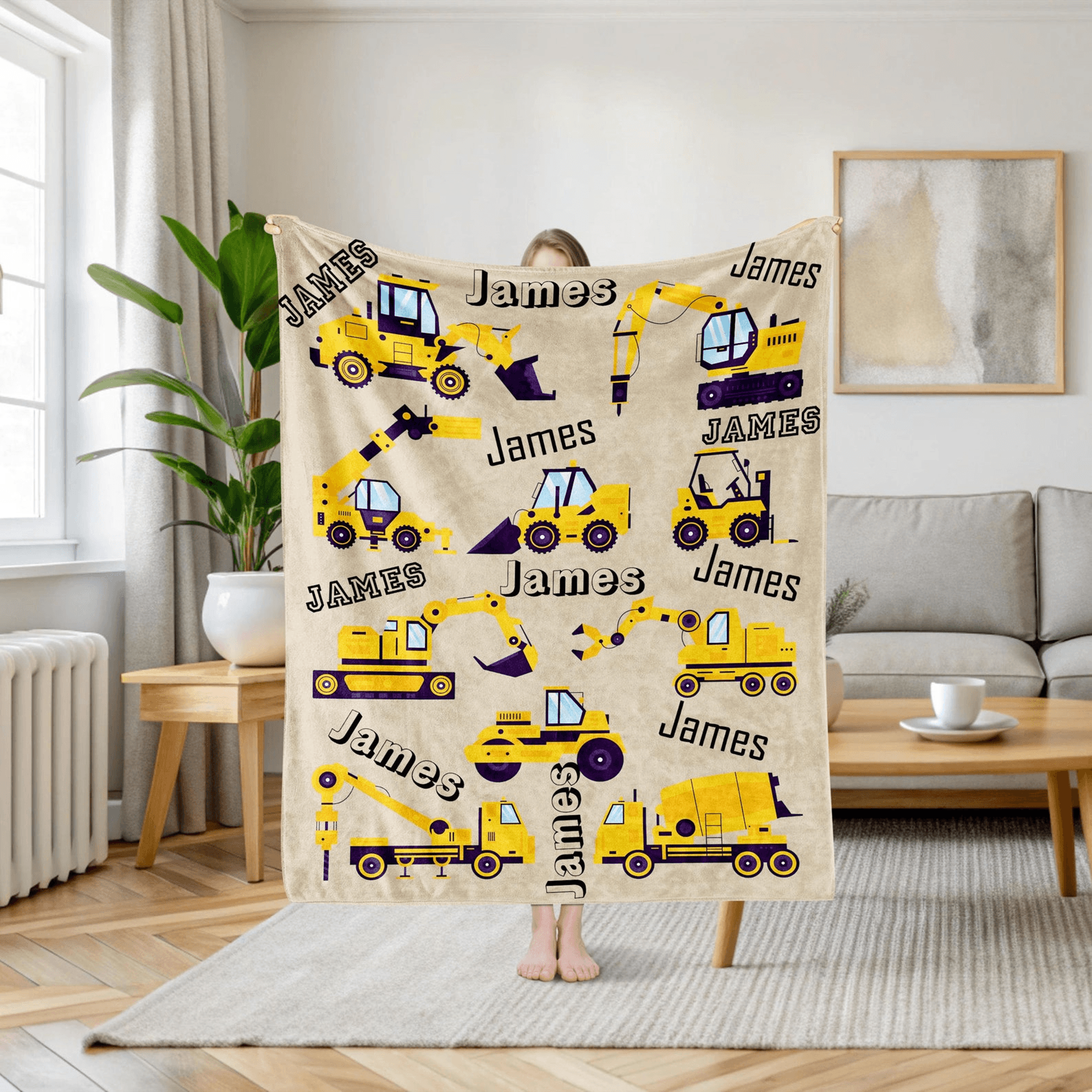 personalized excavator blanket custom construction truck blanket for kids back to school gift