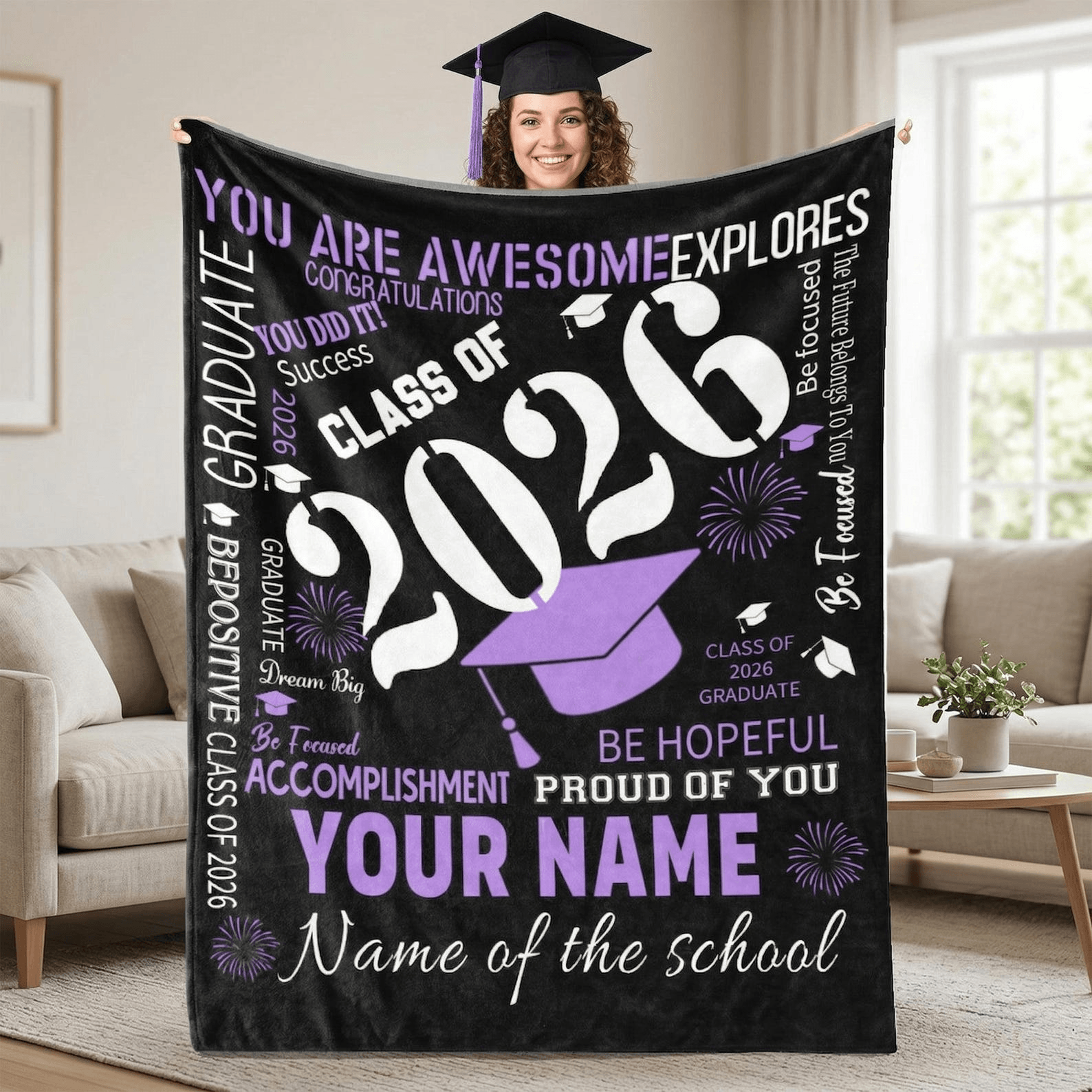personalized graduation blanket class of 2026 custom senior gift blanket for graduates